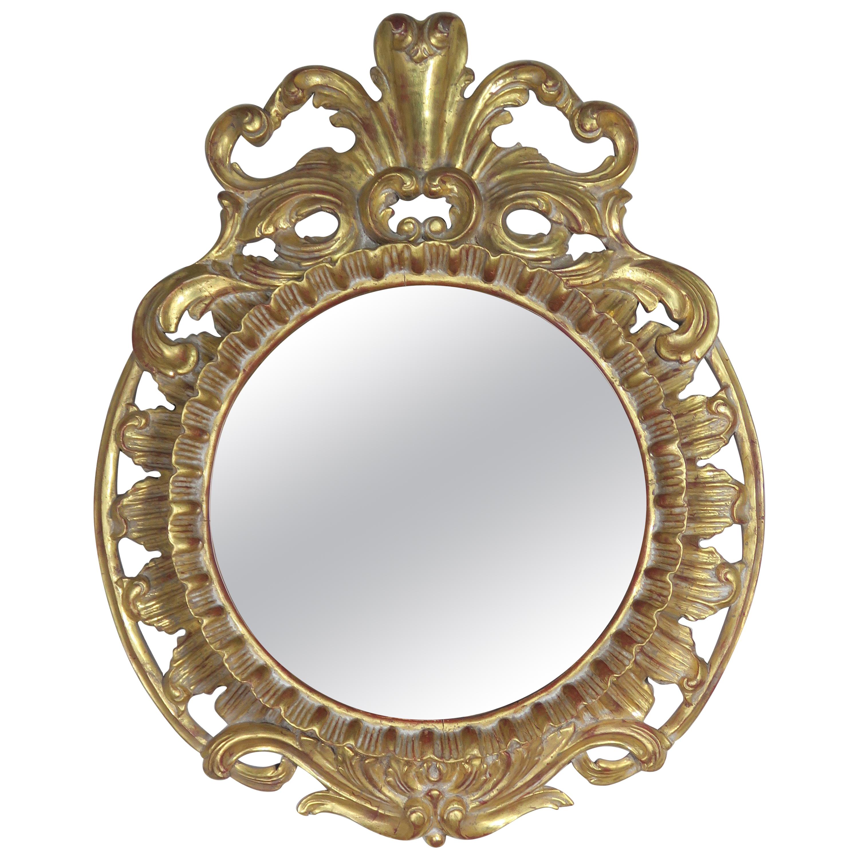 French Rococo Style Gold Leaf Carved Mirror