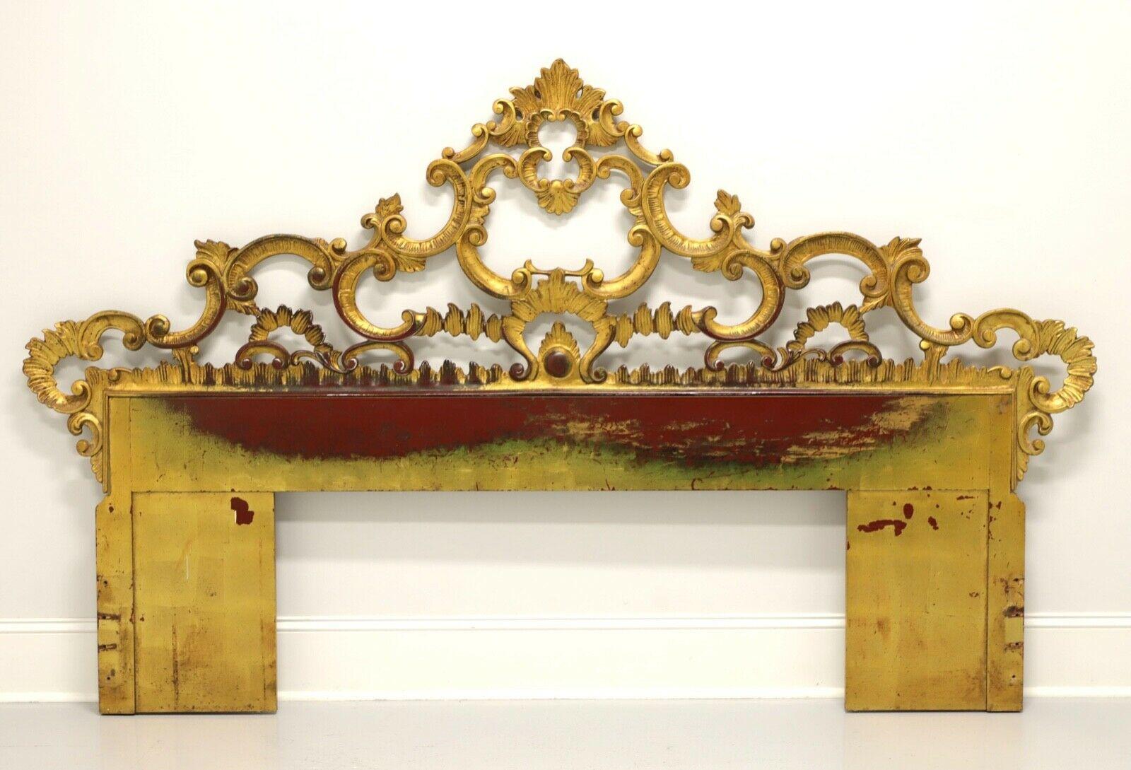 French Rococo Style Gold Painted Metal King Headboard 3