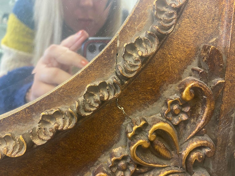 French Rococo Style Hand Carved Gilded Mirror For Sale at 1stDibs