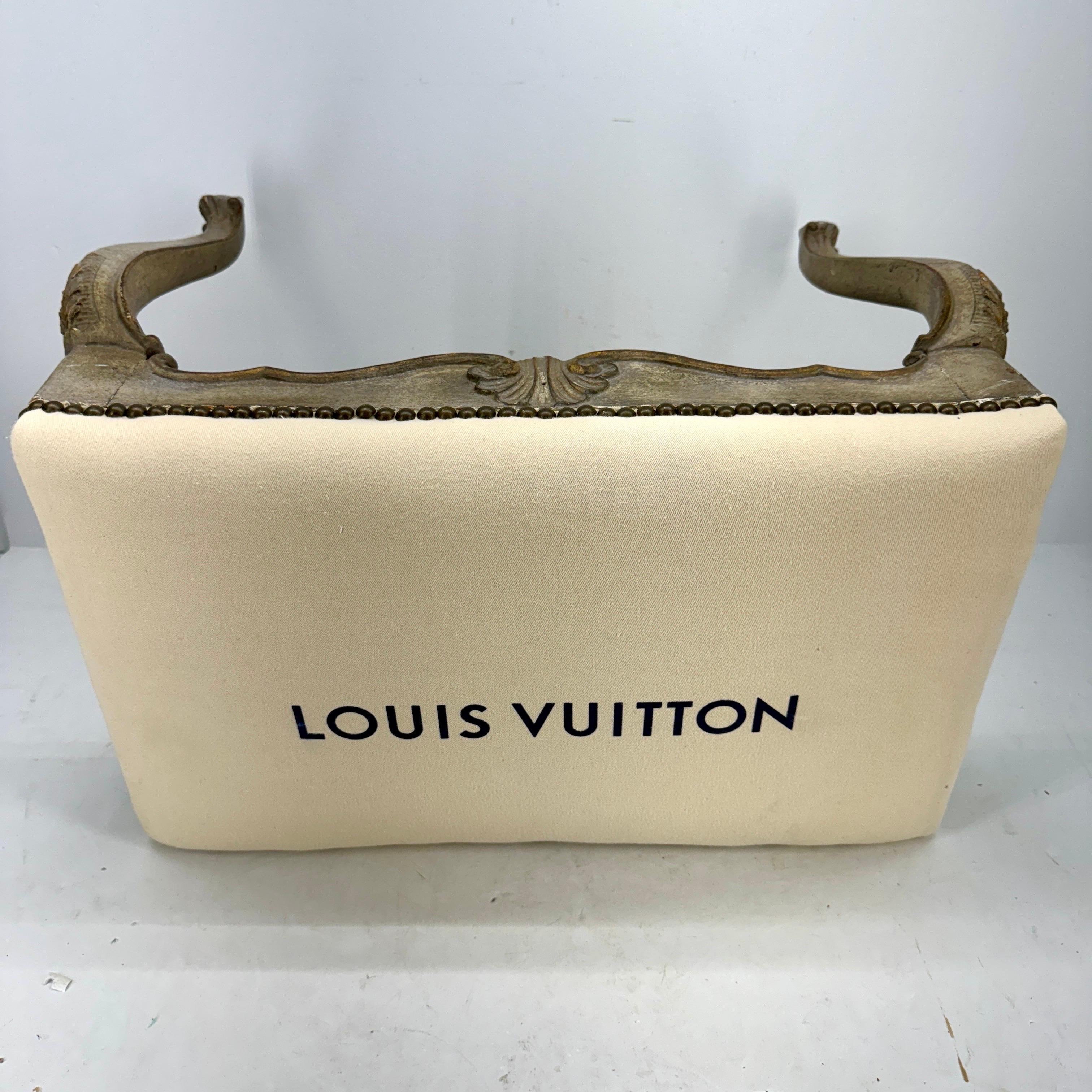 French Rococo Style Louis Vuitton Upholstered Bench with Rocaille For Sale 10