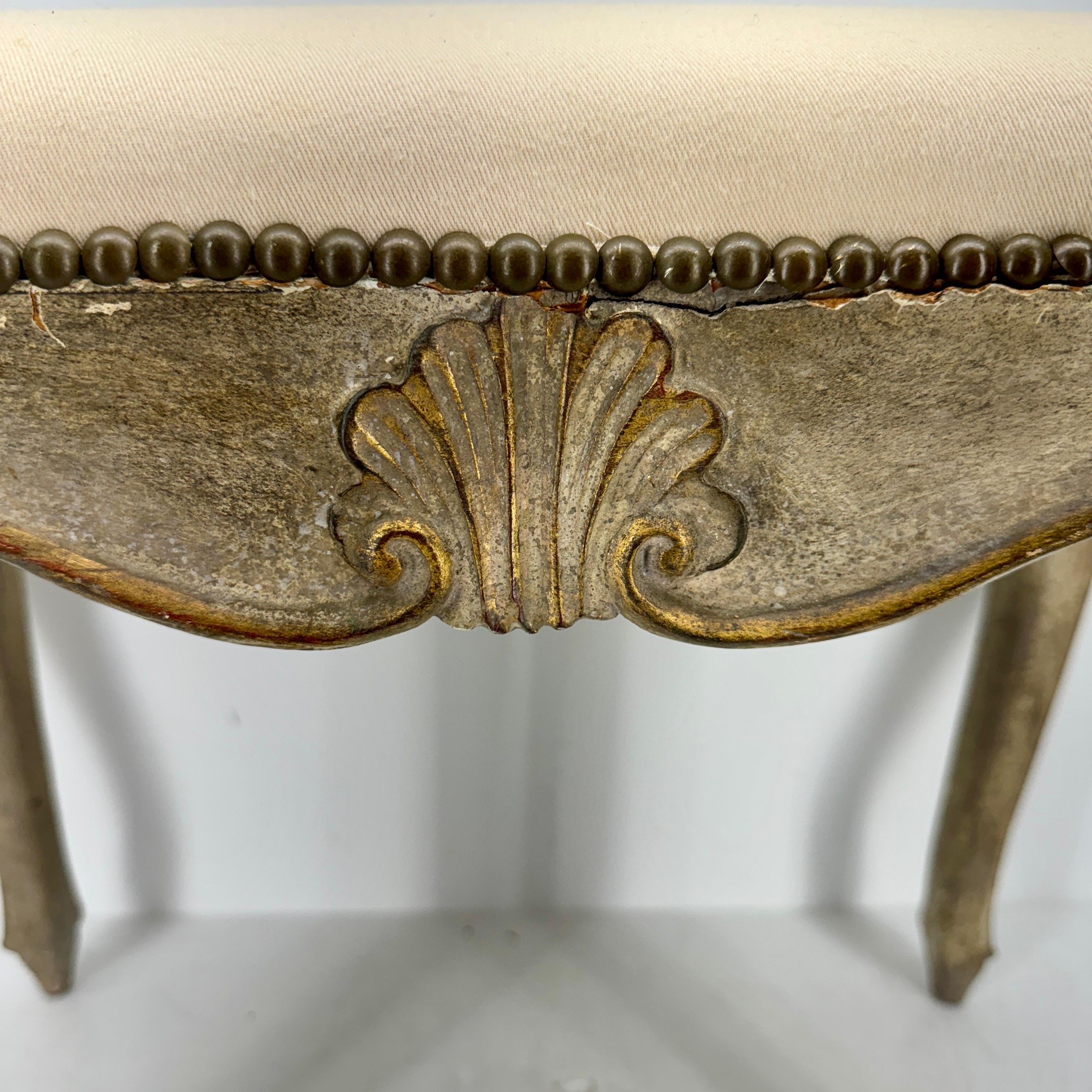 Late 20th Century French Rococo Style Louis Vuitton Upholstered Bench with Rocaille For Sale