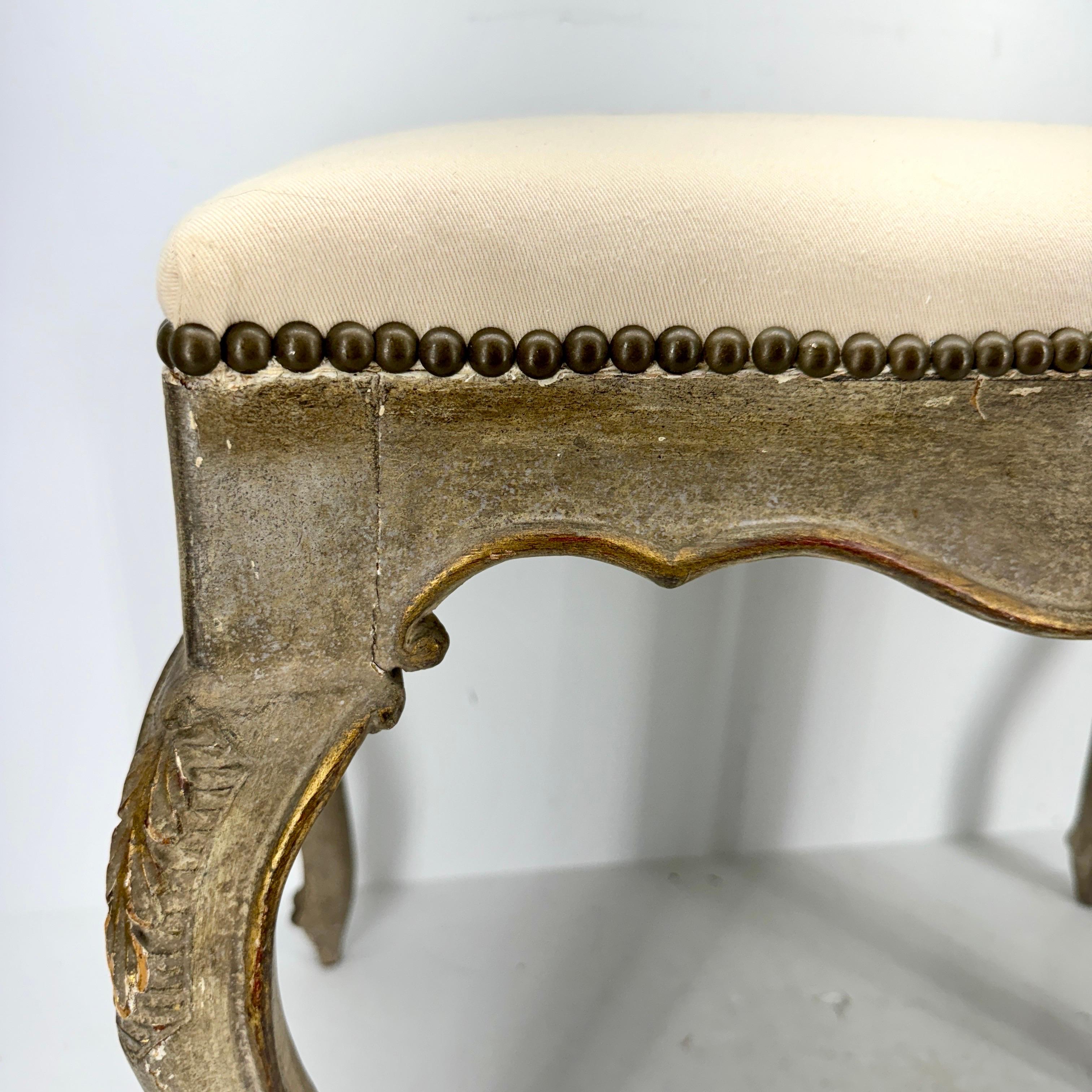 Late 20th Century French Rococo Style Louis Vuitton Upholstered Bench with Rocaille For Sale