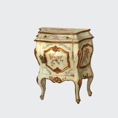 French Rococo Style Louis XIV Hand Painted Bombay Side Stand With Cherubs 20thC