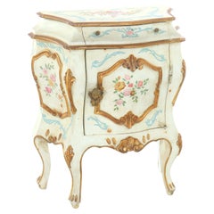 French Rococo Style Louis XIV Hand Painted Bombay Side Stand With Cherubs 20thC
