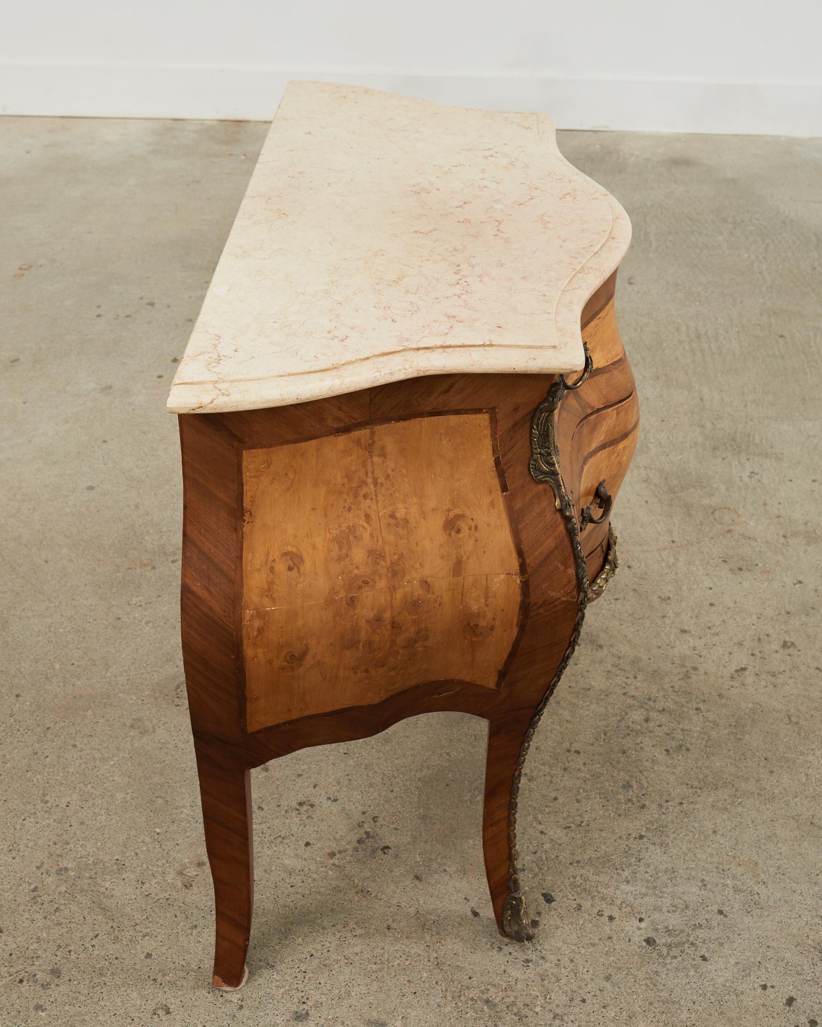 French Rococo Style Marble Top Bombe Chest 7