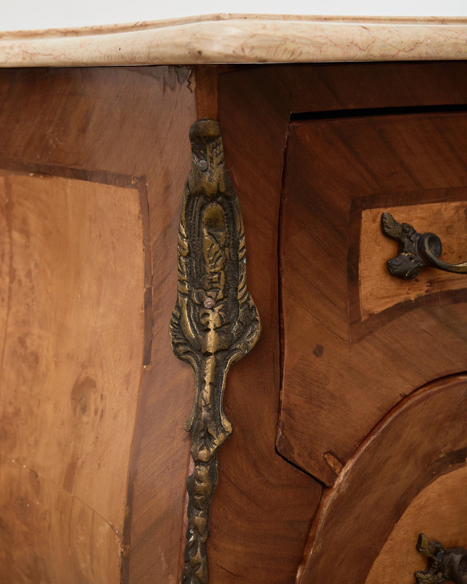 French Rococo Style Marble Top Bombe Chest 8