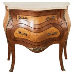 French Rococo Style Marble Top Bombe Chest