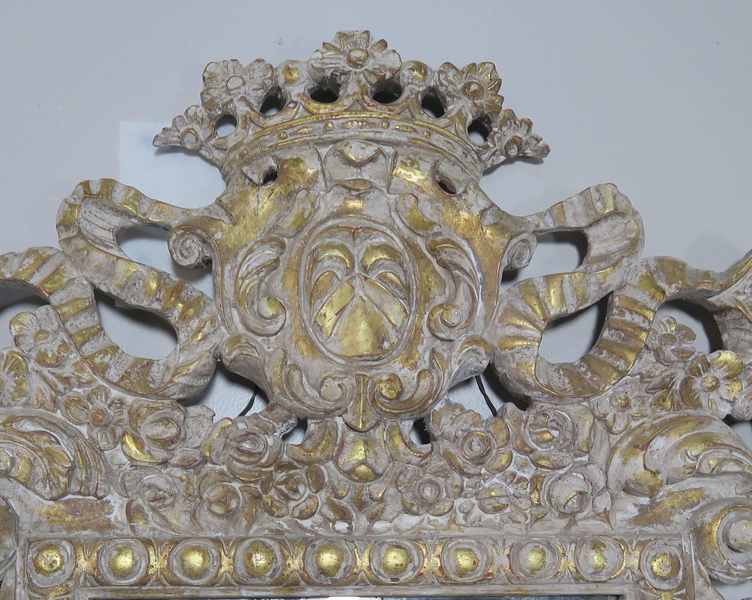French Rococo Style Painted and Parcel-Gilt Three-Part Mirror 3