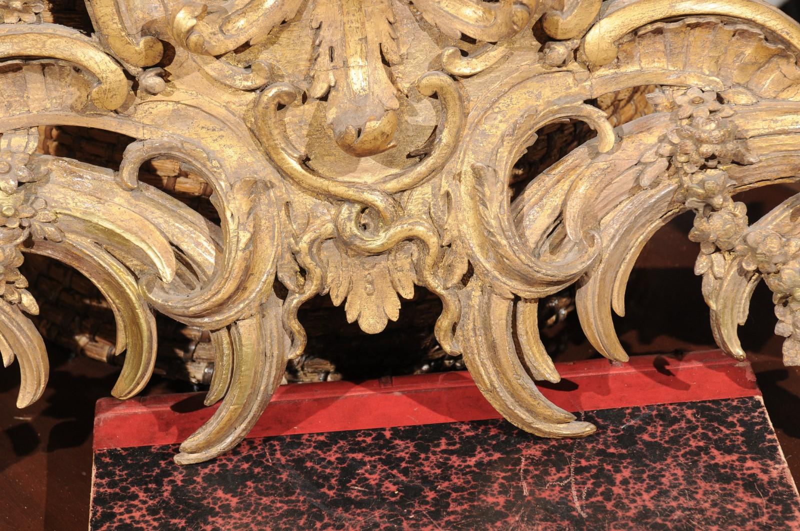 French Rococo Style Parcel-Gilt Carved Architectural Swag from the 19th Century (19. Jahrhundert)