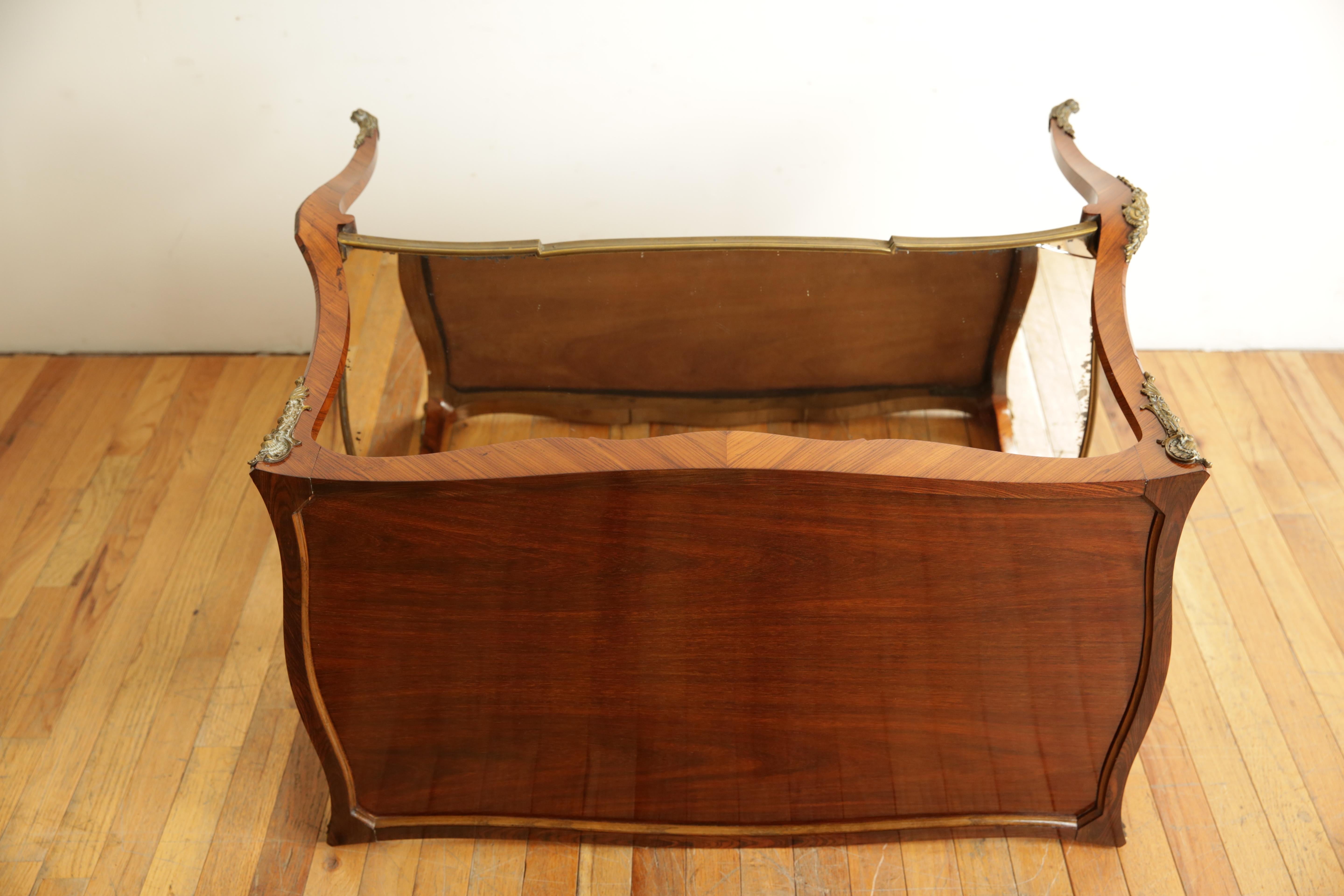French Rococo Style Walnut Veneer & Brass Mounted 2-Tier Tray Table, 19th cen. 8