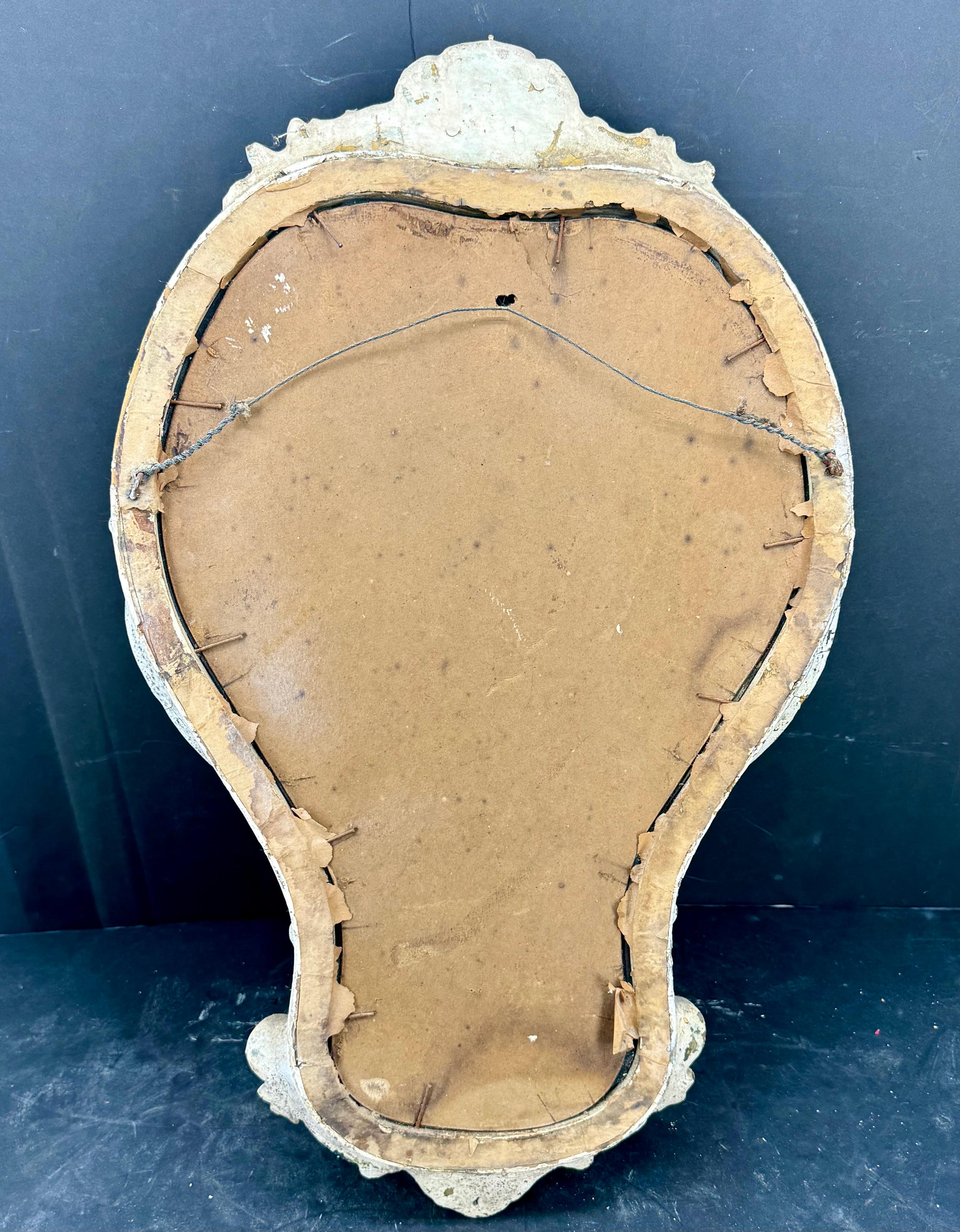 French Rococo White Painted Wood Wall Mirror In Good Condition For Sale In Haddonfield, NJ