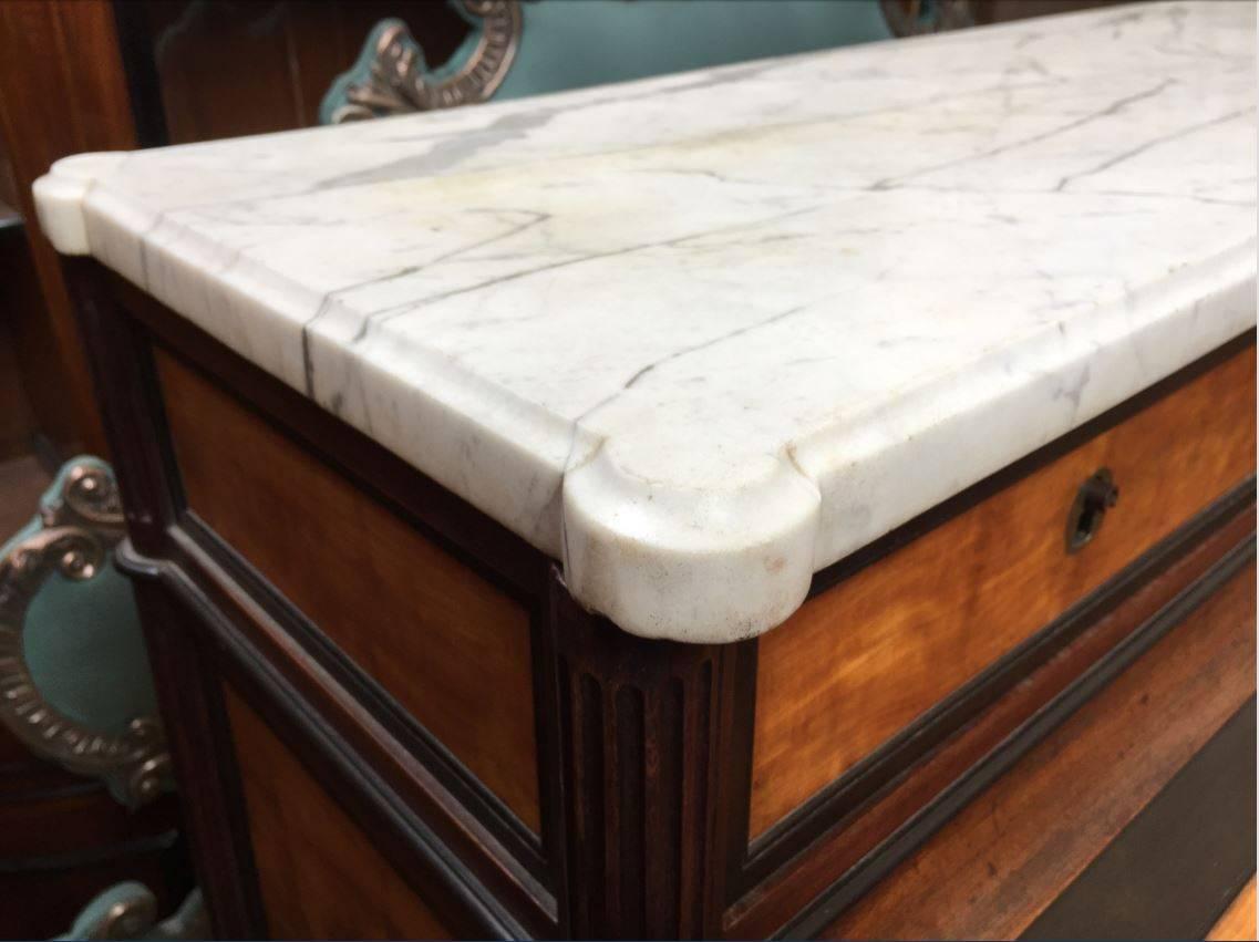 French Roll Top Desk in Wood and Marble from 19th Century In Good Condition In Florence, IT