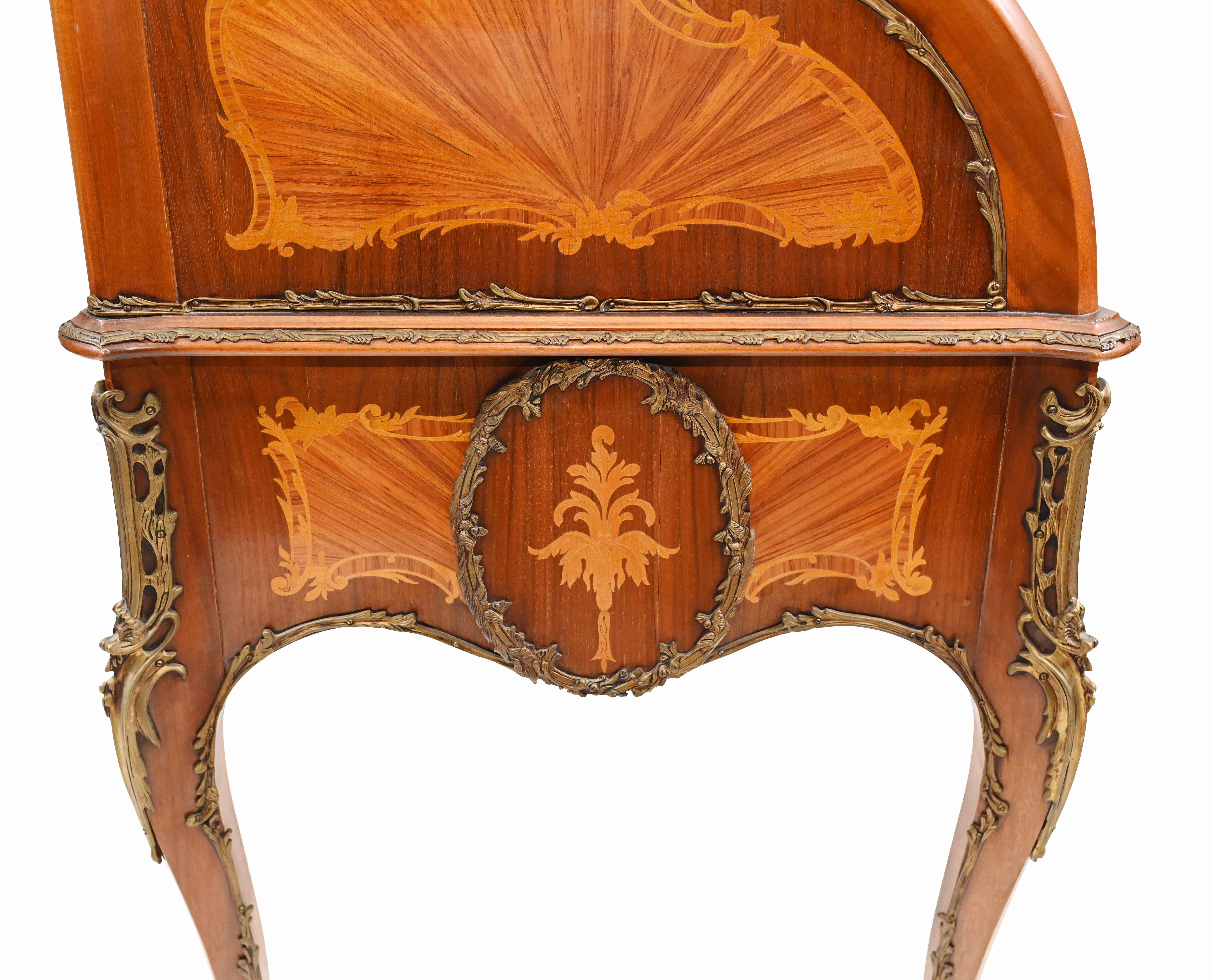 French Roll Top Desk Louis XVI Inlay Bureau For Sale 4