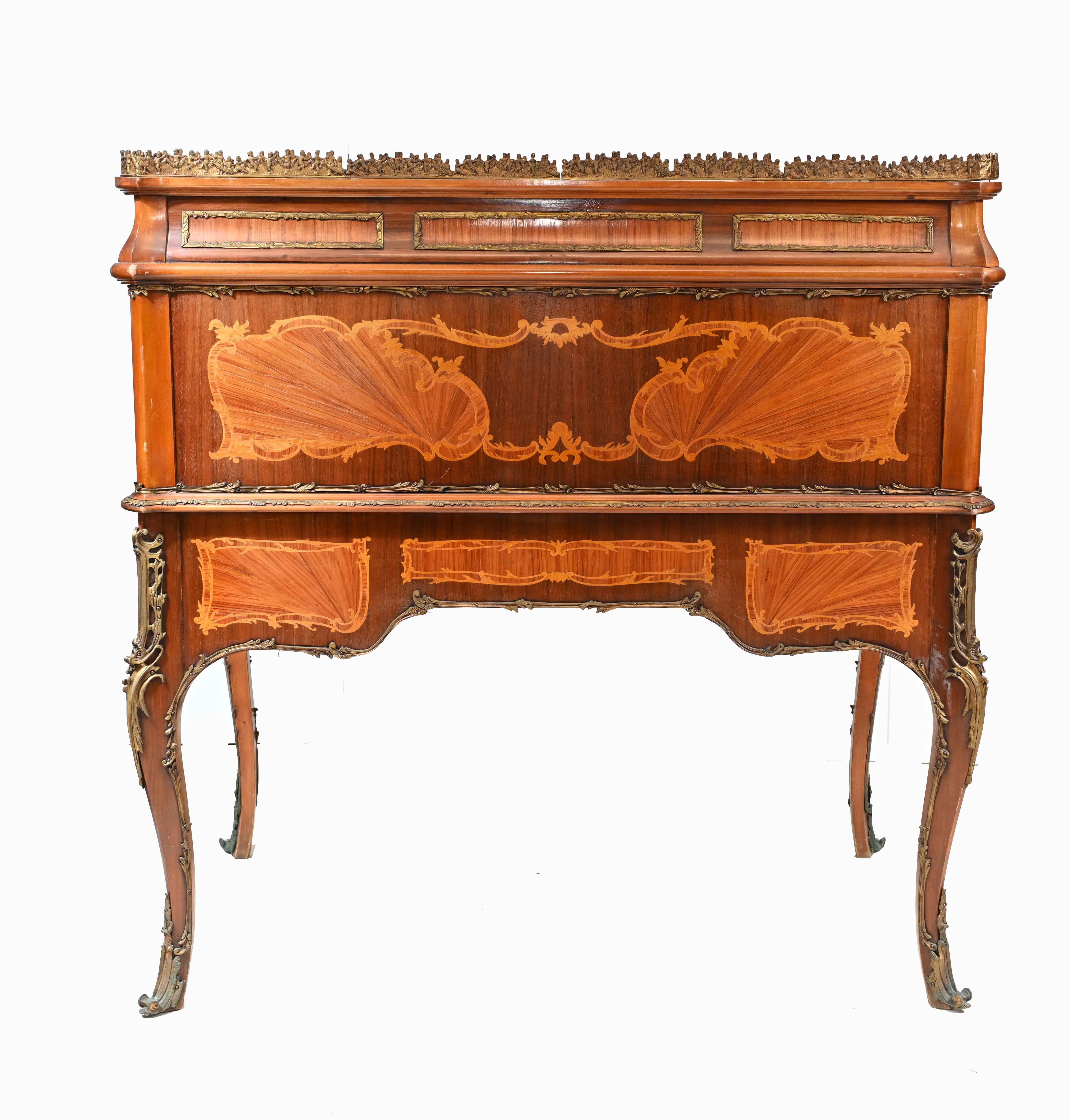 French Roll Top Desk Louis XVI Inlay Bureau For Sale 5