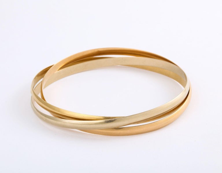 French Rolling Bangles in Tricolor Gold For Sale at 1stDibs