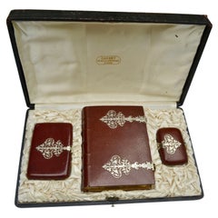 Antique French Roman Missal, Notebook and Coins/Rosary Purse Set Dated 1878