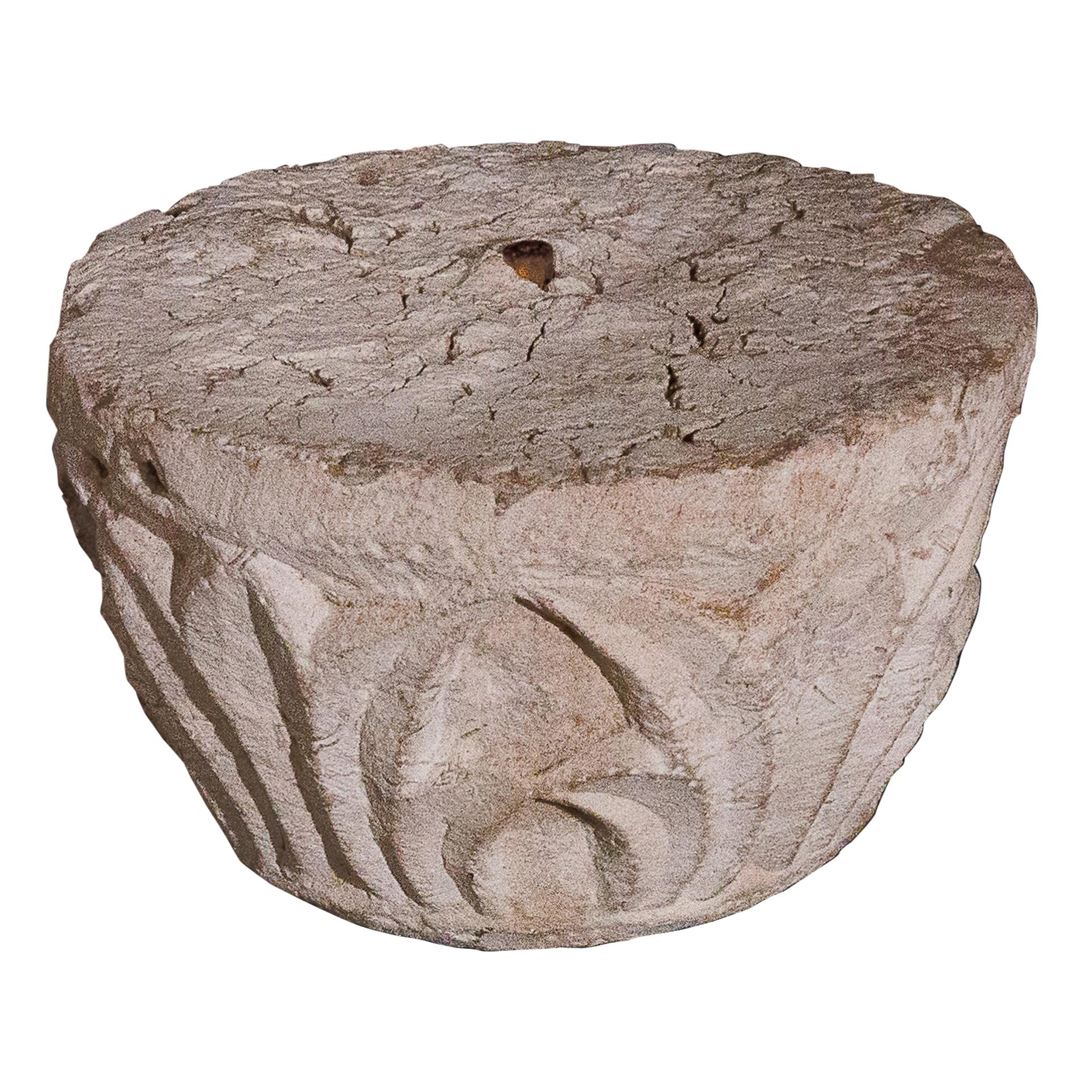 French Romanesque Carved Stone Capital, 12th-13th Century For Sale