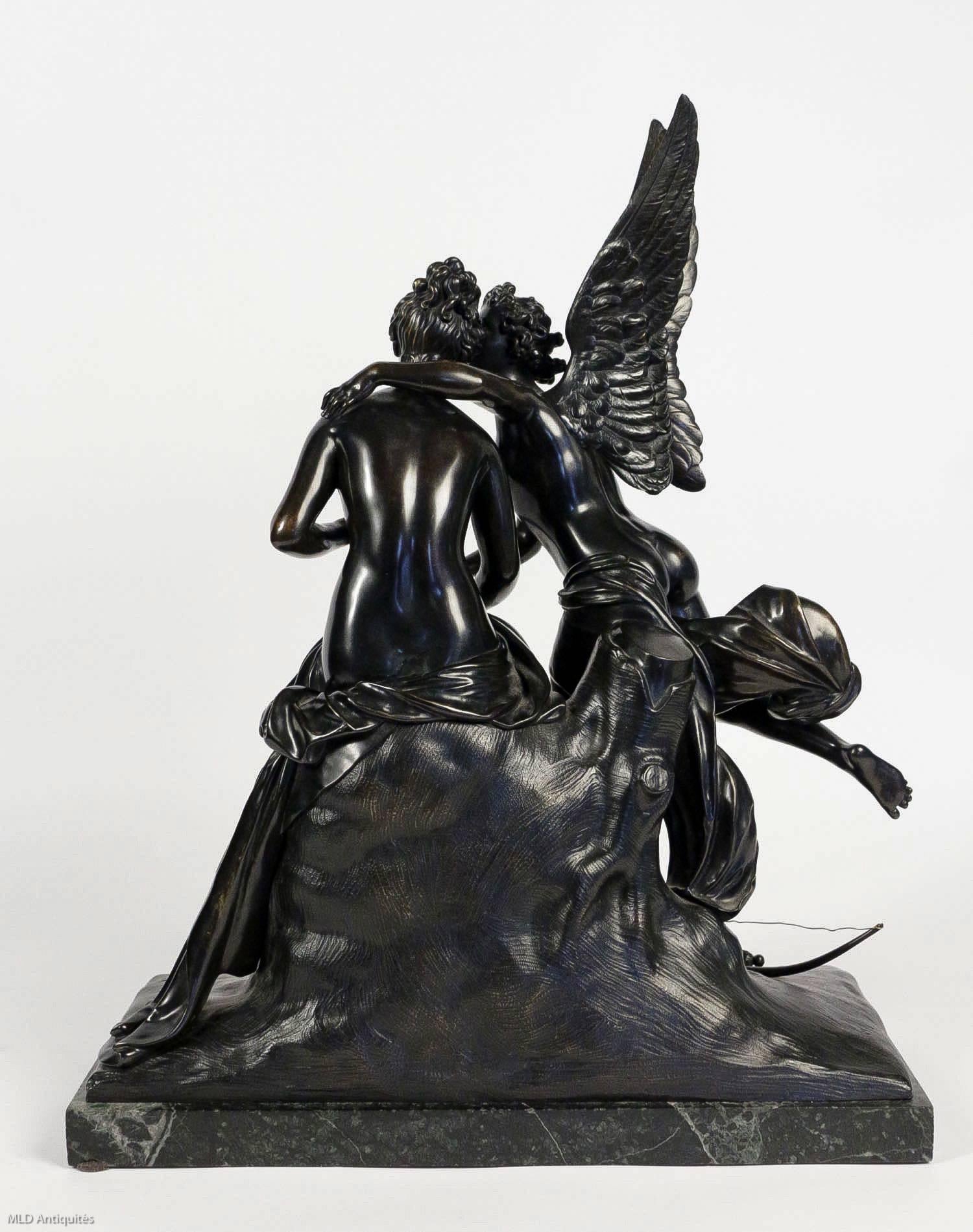 French Romantic Period, Patinated Bronze Sculpture Converted in Table Lamp For Sale 7