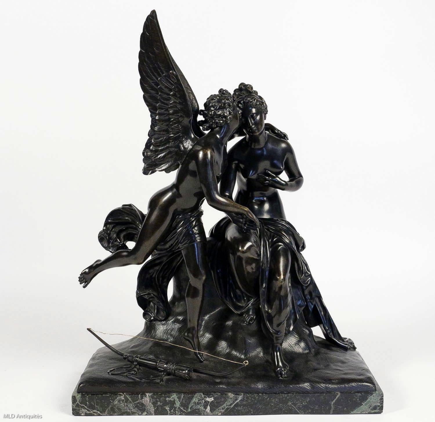 French Romantic Period, Patinated Bronze Sculpture Converted in Table Lamp For Sale 2