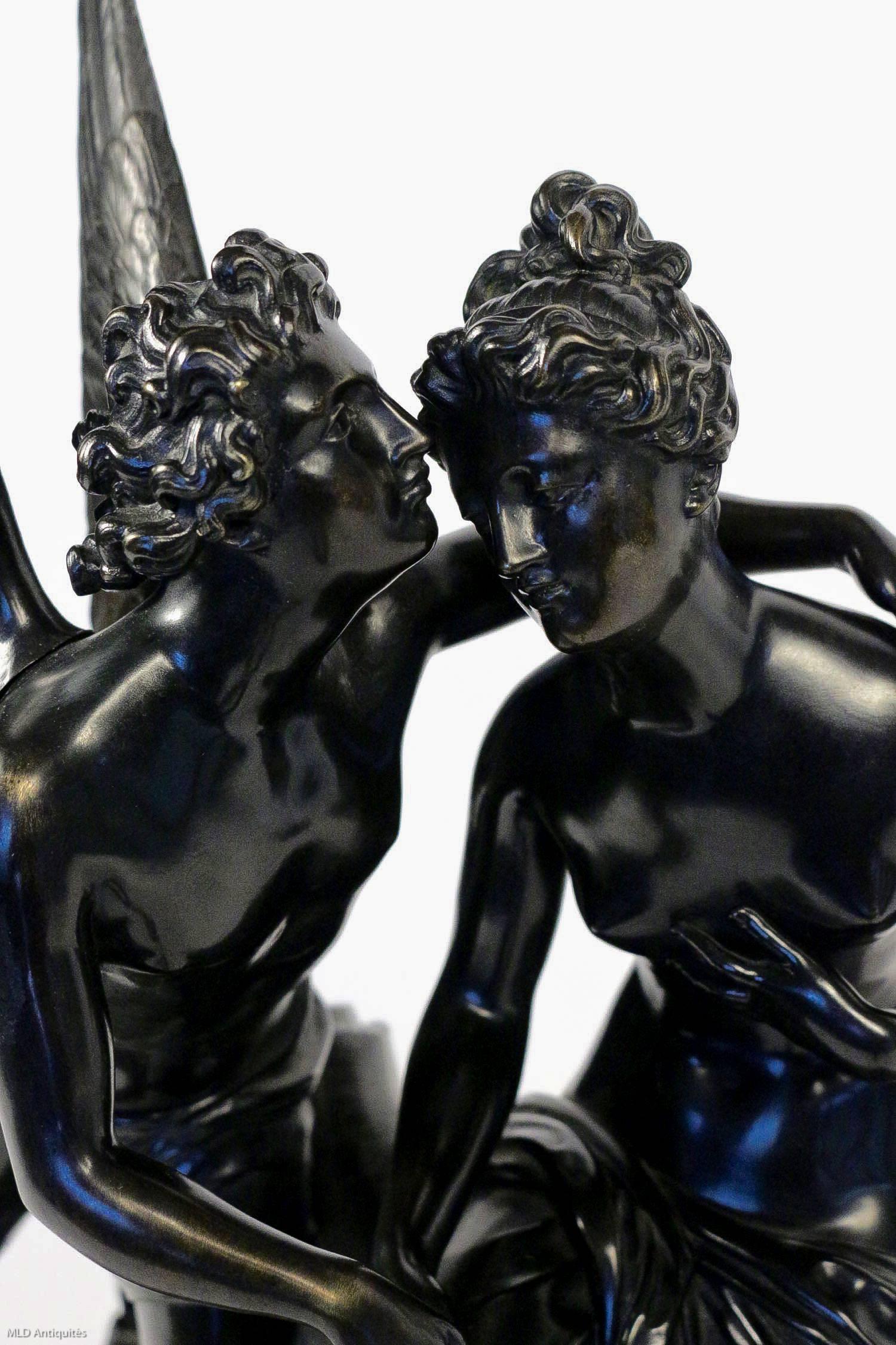French Romantic Period, Patinated Bronze Sculpture Converted in Table Lamp For Sale 3