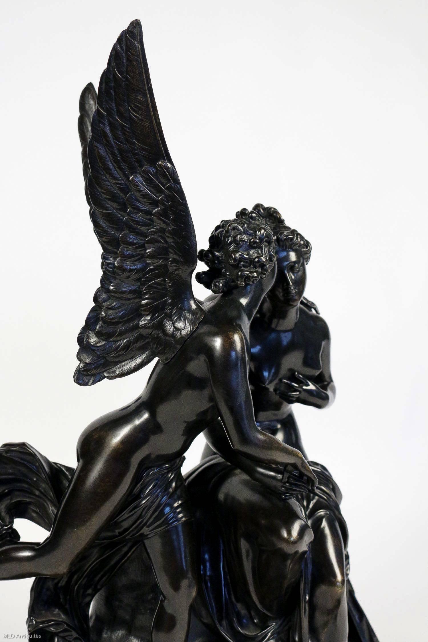 French Romantic Period, Patinated Bronze Sculpture Converted in Table Lamp For Sale 5