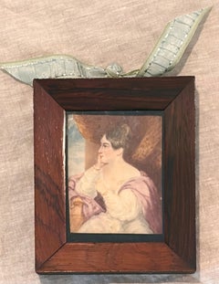 French Romantic Period Portrait Miniature of a Gentlewoman