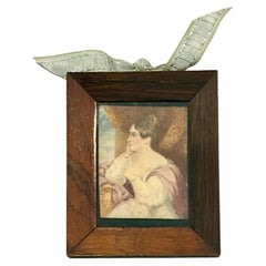 French Romantic Period Portrait Miniature of a Gentlewoman