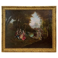 19th Century French Romantic Scene Oil on Canvas Painting