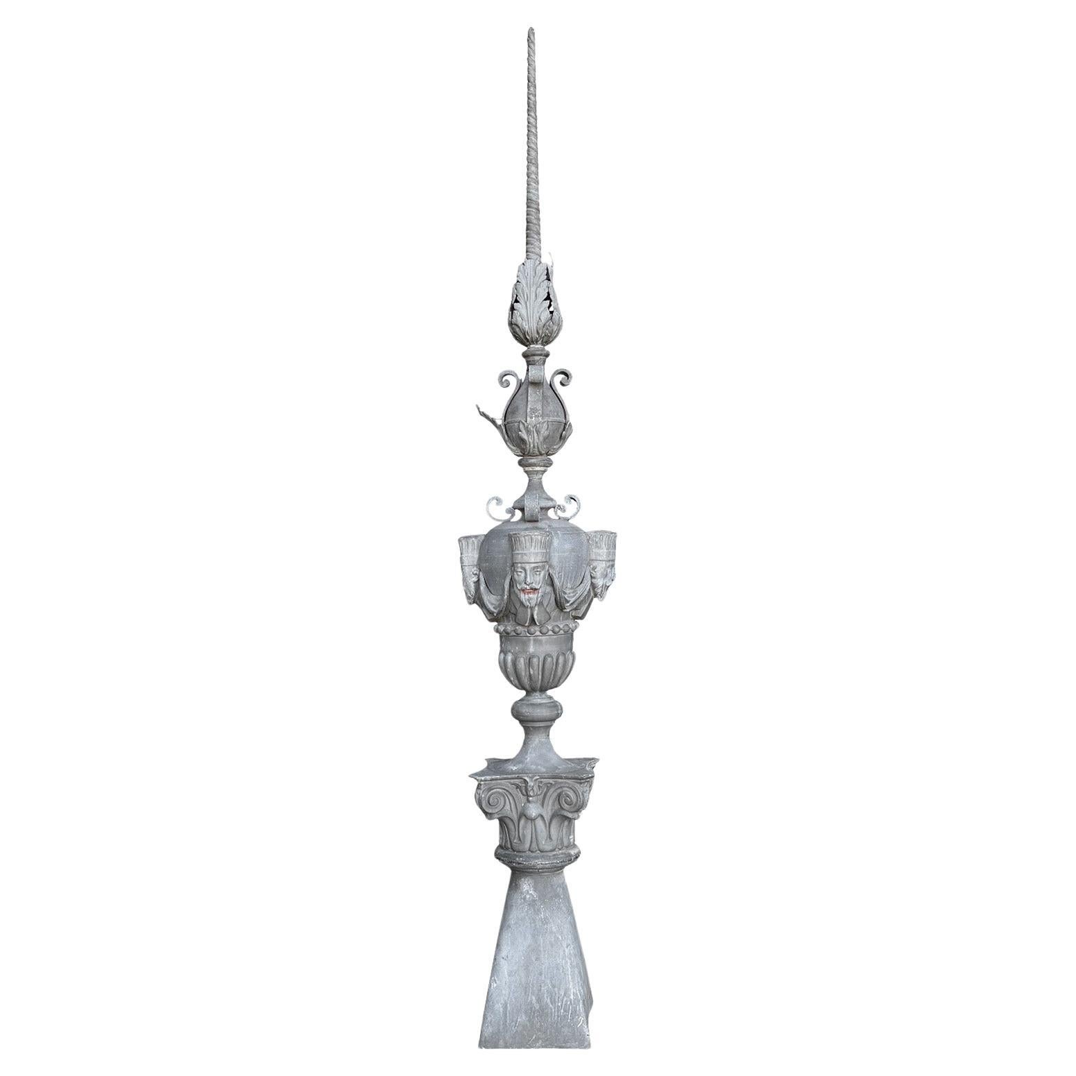French Roof Top Finial Epoque Napoleon III in Zinc For Sale