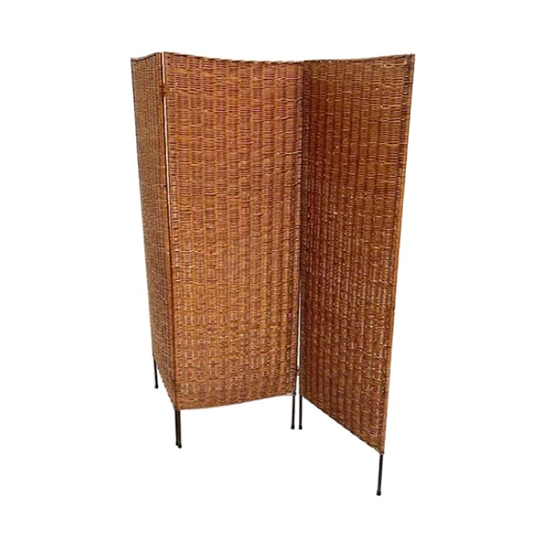 French Roomdivider / Paravent in Wicker, 1960
s