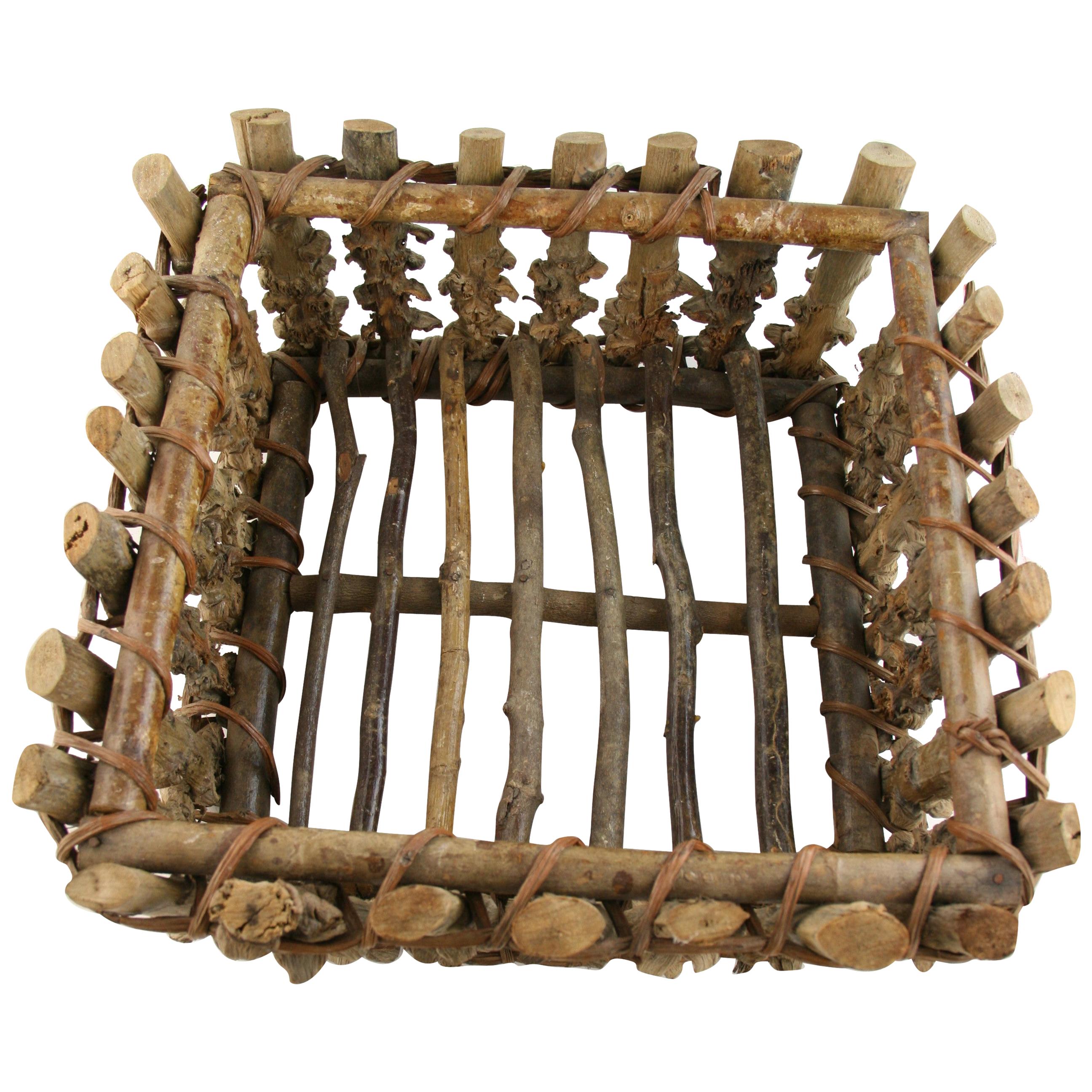 Japanese Root Wood Basket / Centerpiece, /Folk Art circa 1930