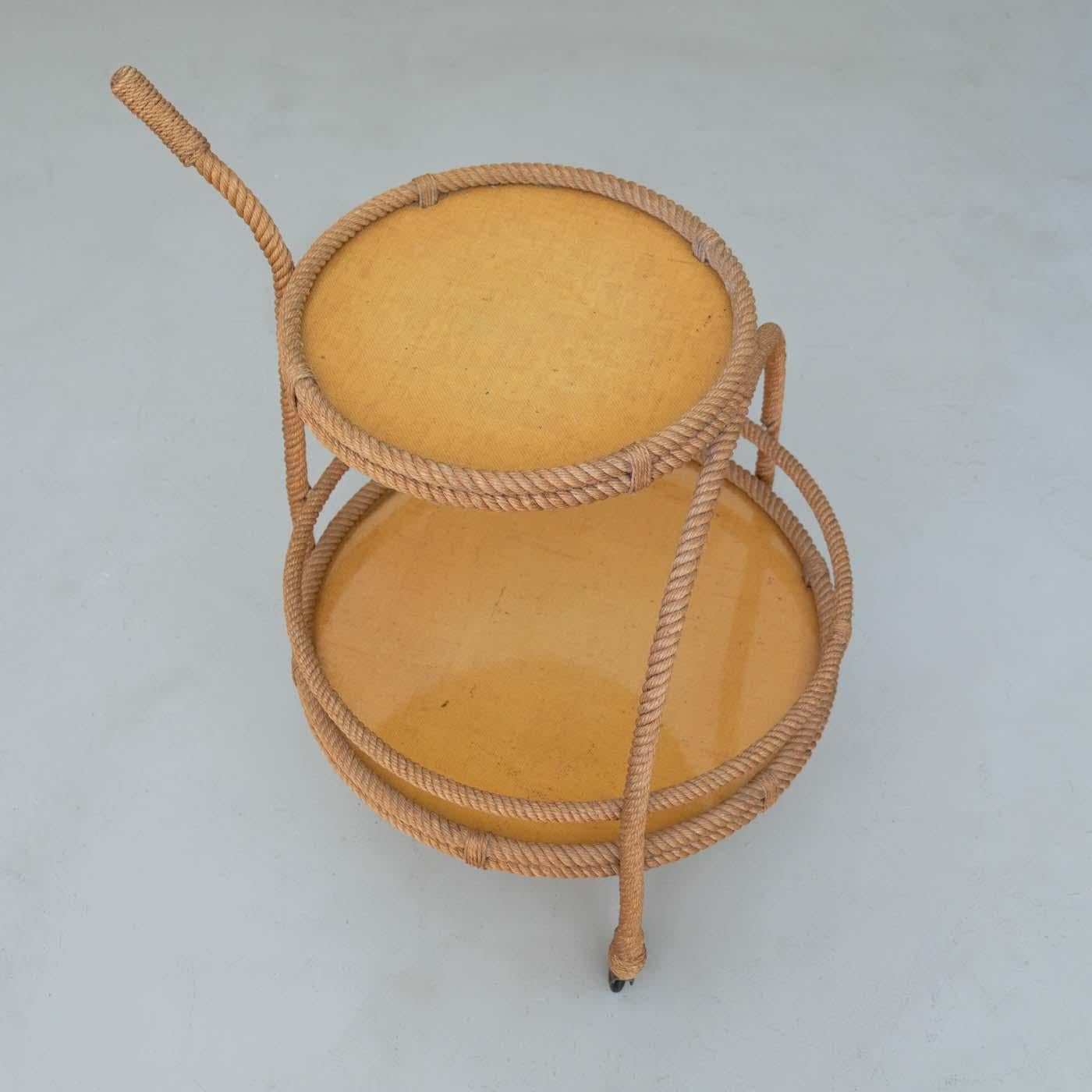 Carrello da bar in corda francese di Audoux-Minet in vendita 1
