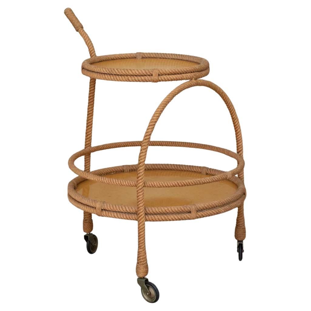 Carrello da bar in corda francese di Audoux-Minet in vendita