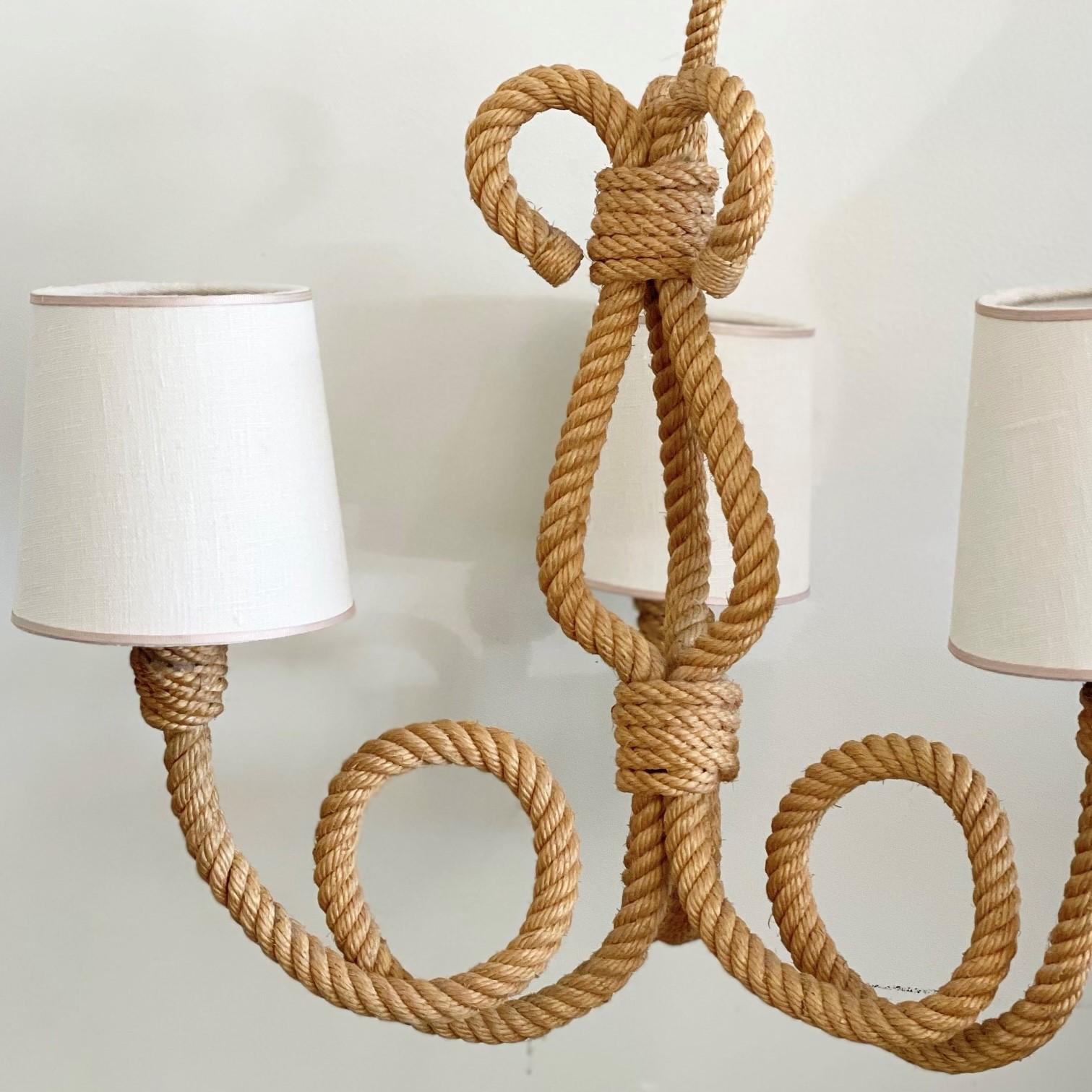French Rope Chandelier by Audoux-Minet In Good Condition In Los Angeles, CA