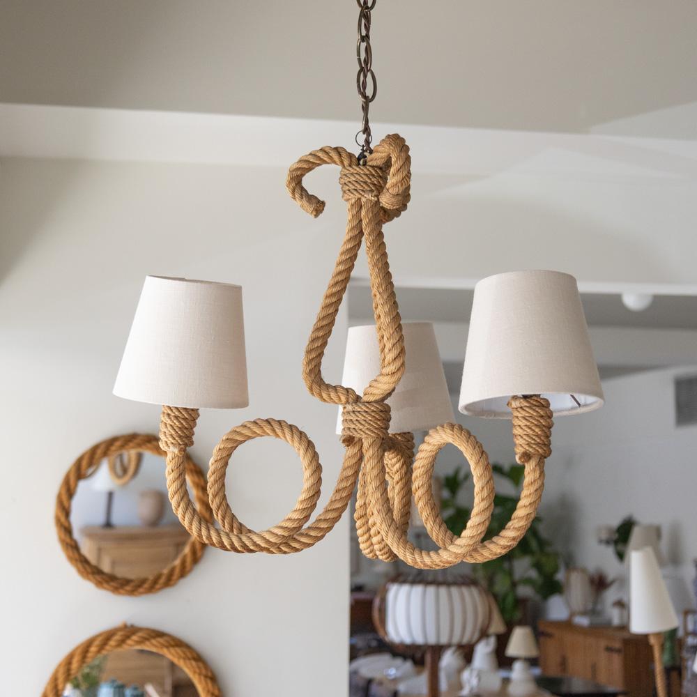 French Rope Chandelier by Audoux-Minet In Good Condition In Los Angeles, CA