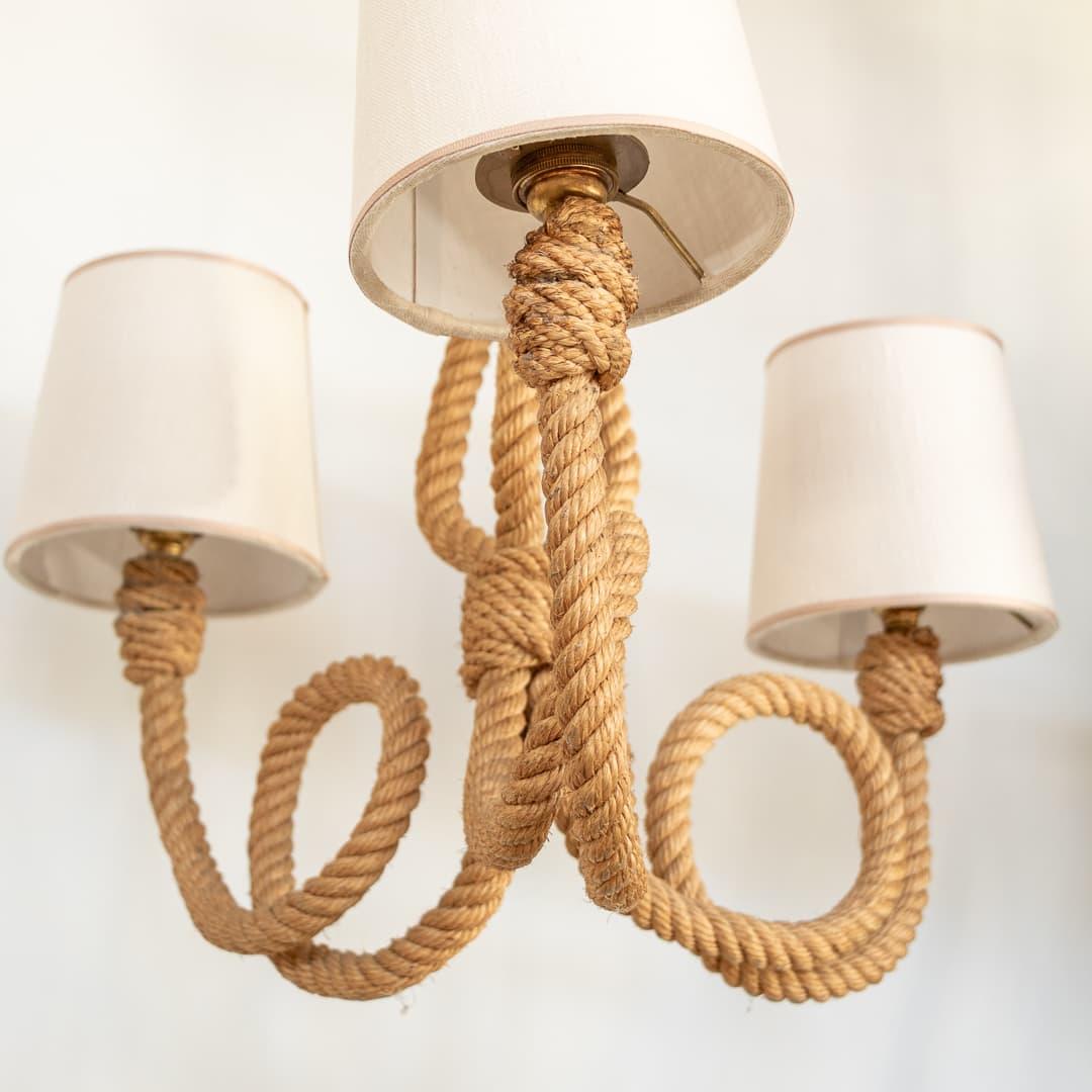 Linen French Rope Chandelier by Audoux-Minet