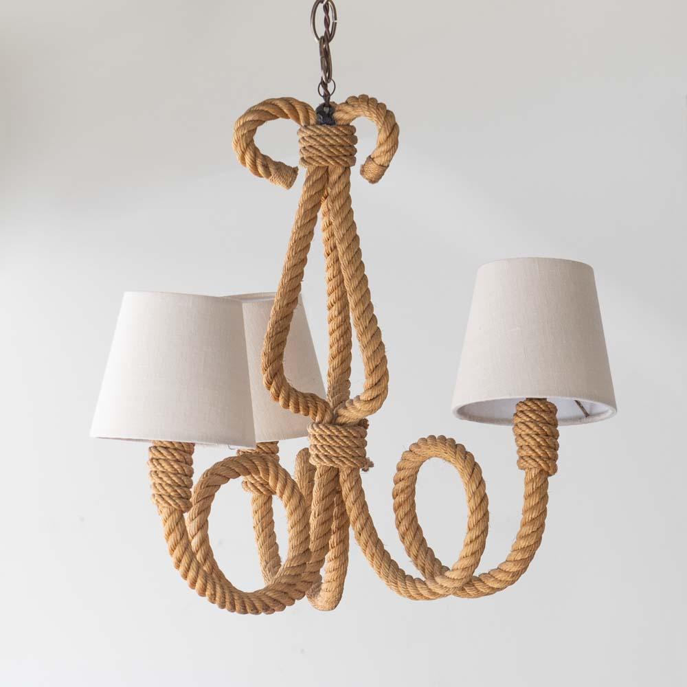Brass French Rope Chandelier by Audoux-Minet