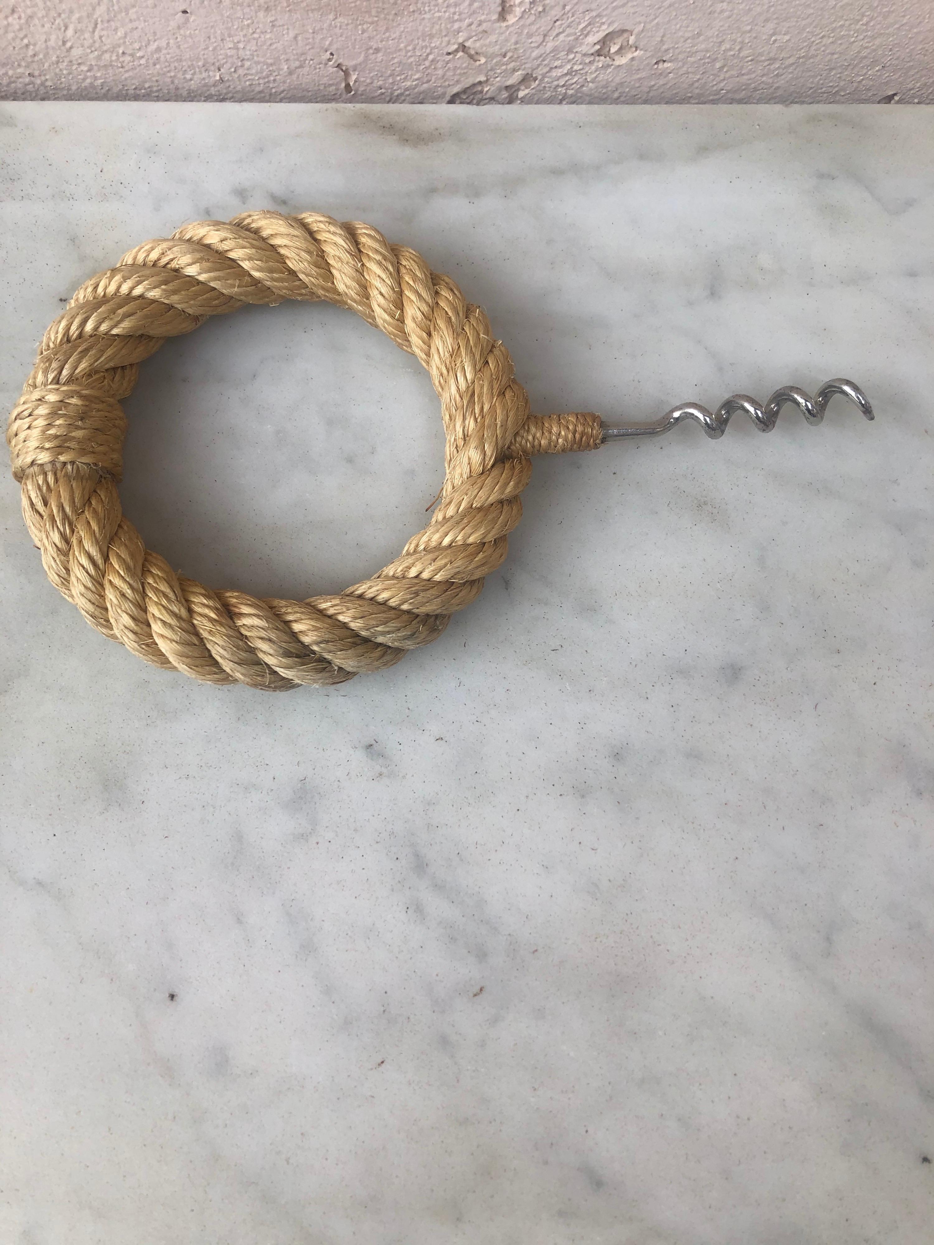 Mid-Century French Rope Corkscrew Adrien Audoux & Frida Minet In Good Condition For Sale In Austin, TX