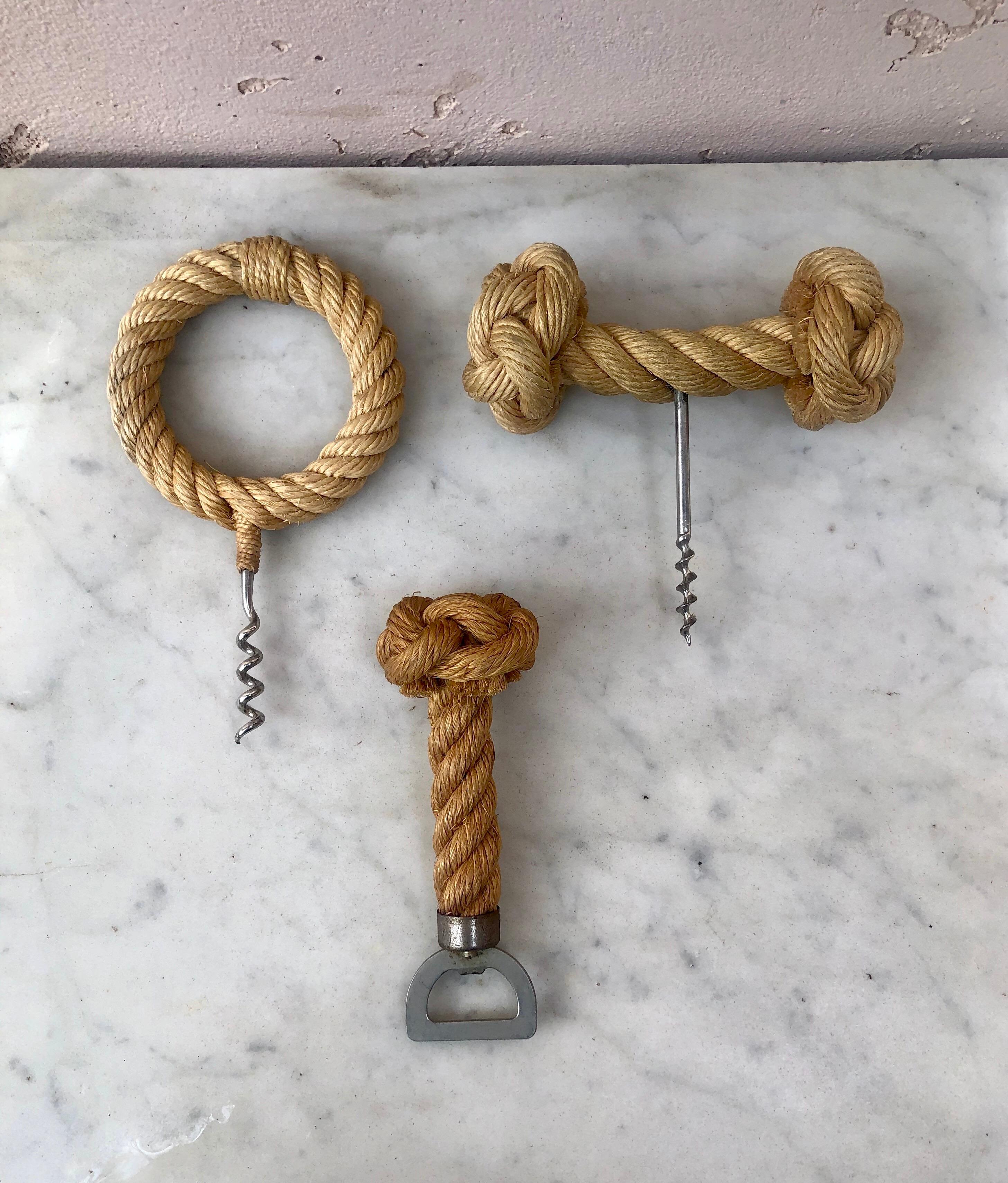 Mid-20th Century Mid-Century French Rope Corkscrew Adrien Audoux & Frida Minet For Sale