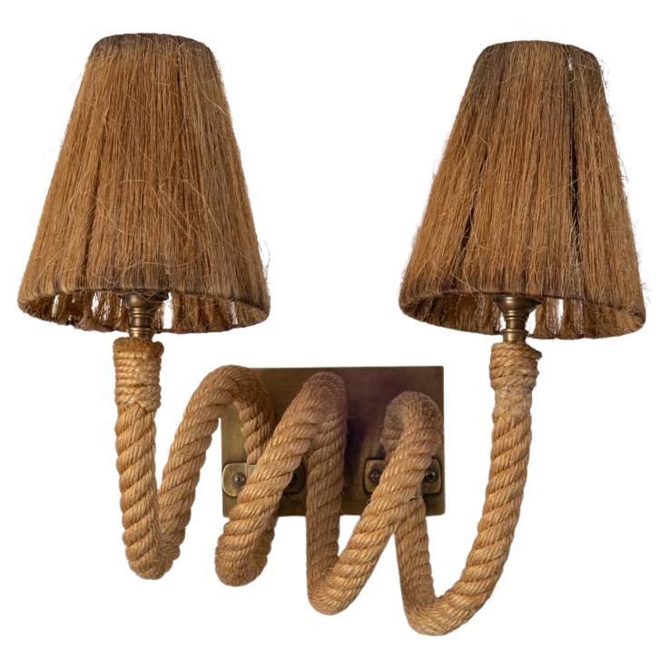 French Rope Double Arm Sconce by Audoux-Minet For Sale