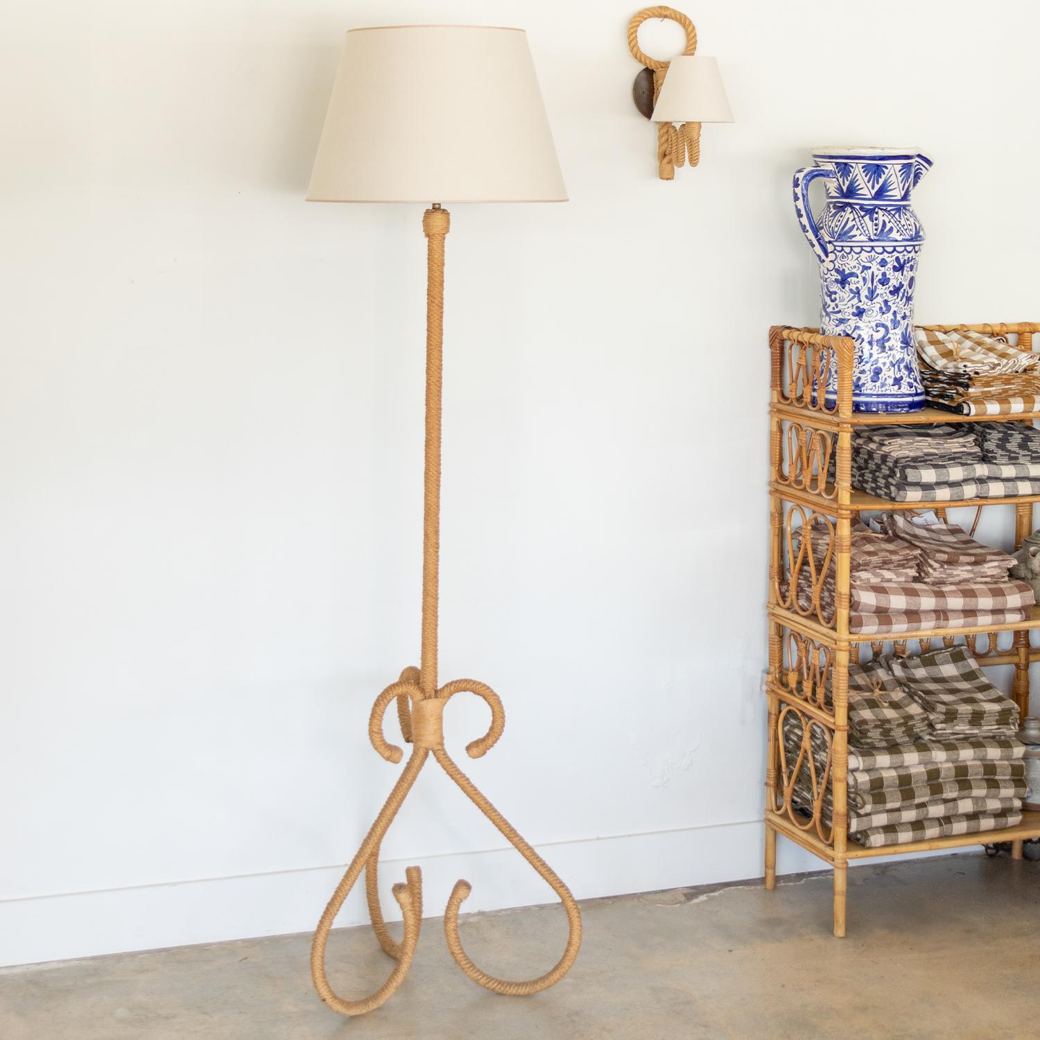 Linen French Rope Floor Lamp by Audoux-Minet
