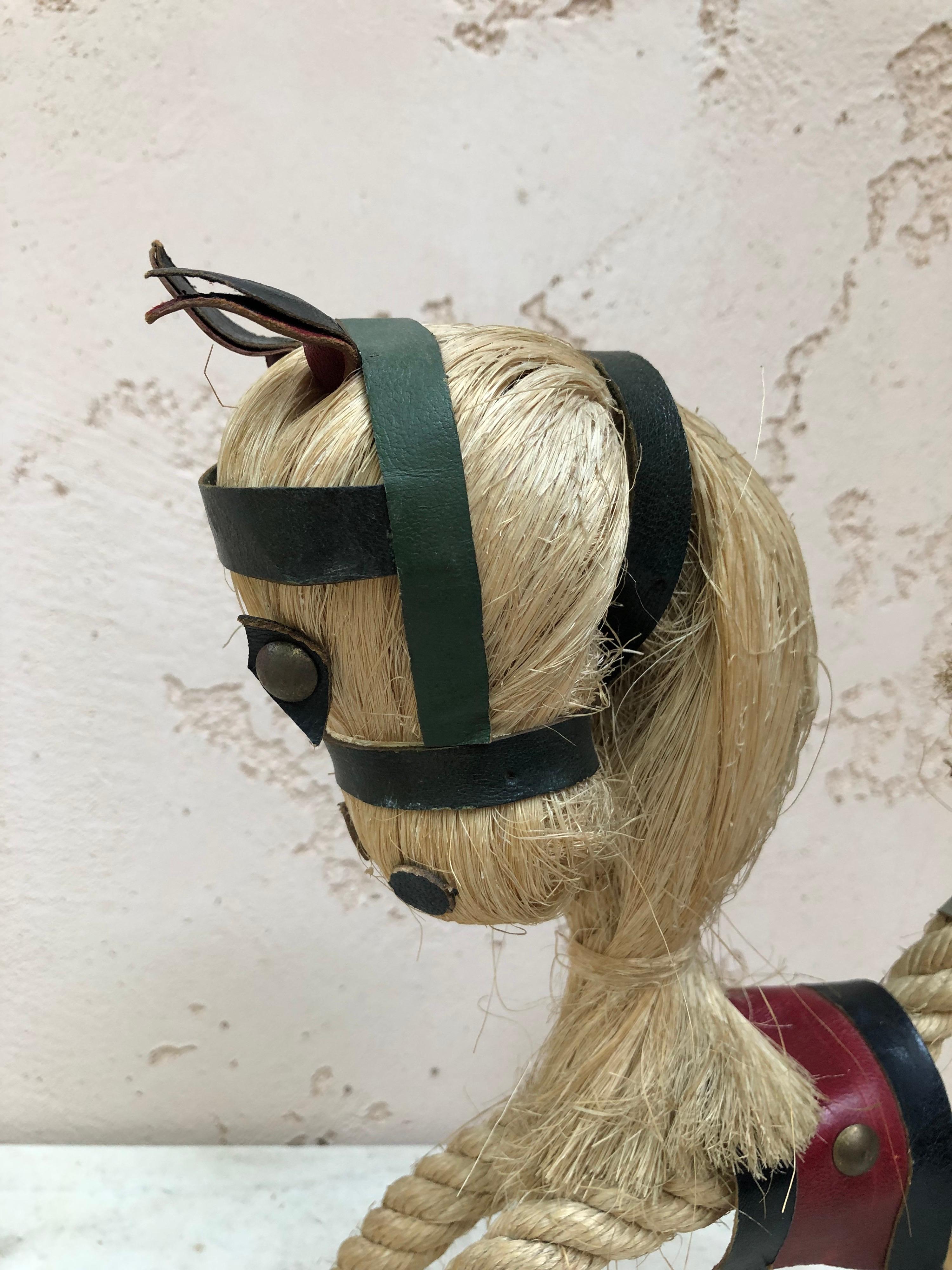 Mid-Century Modern Mid-Century French Rope Horse Adrien Audoux & Frida Minet For Sale