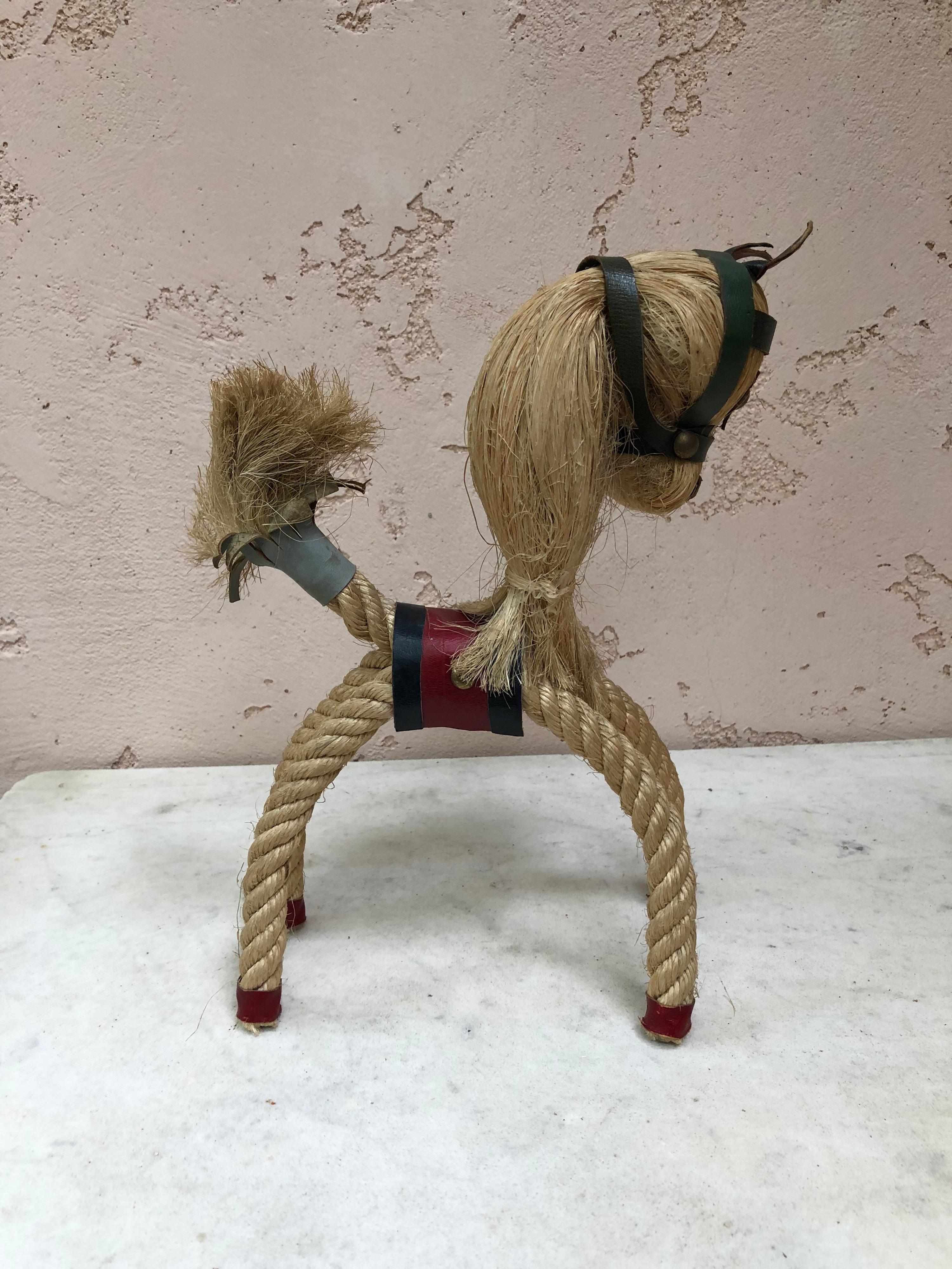Mid-Century French Rope Horse Adrien Audoux & Frida Minet In Good Condition For Sale In Austin, TX