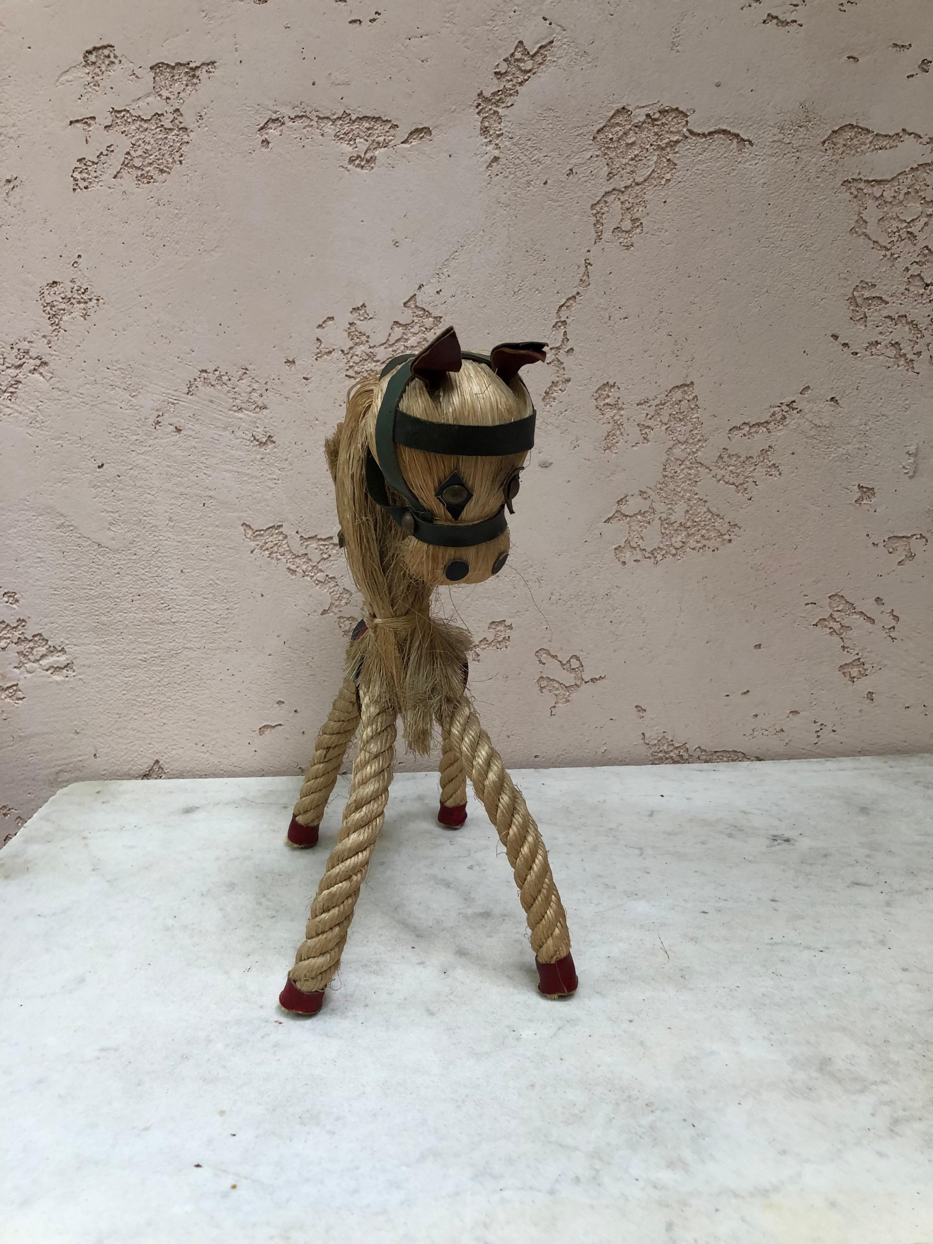 Mid-20th Century Mid-Century French Rope Horse Adrien Audoux & Frida Minet For Sale