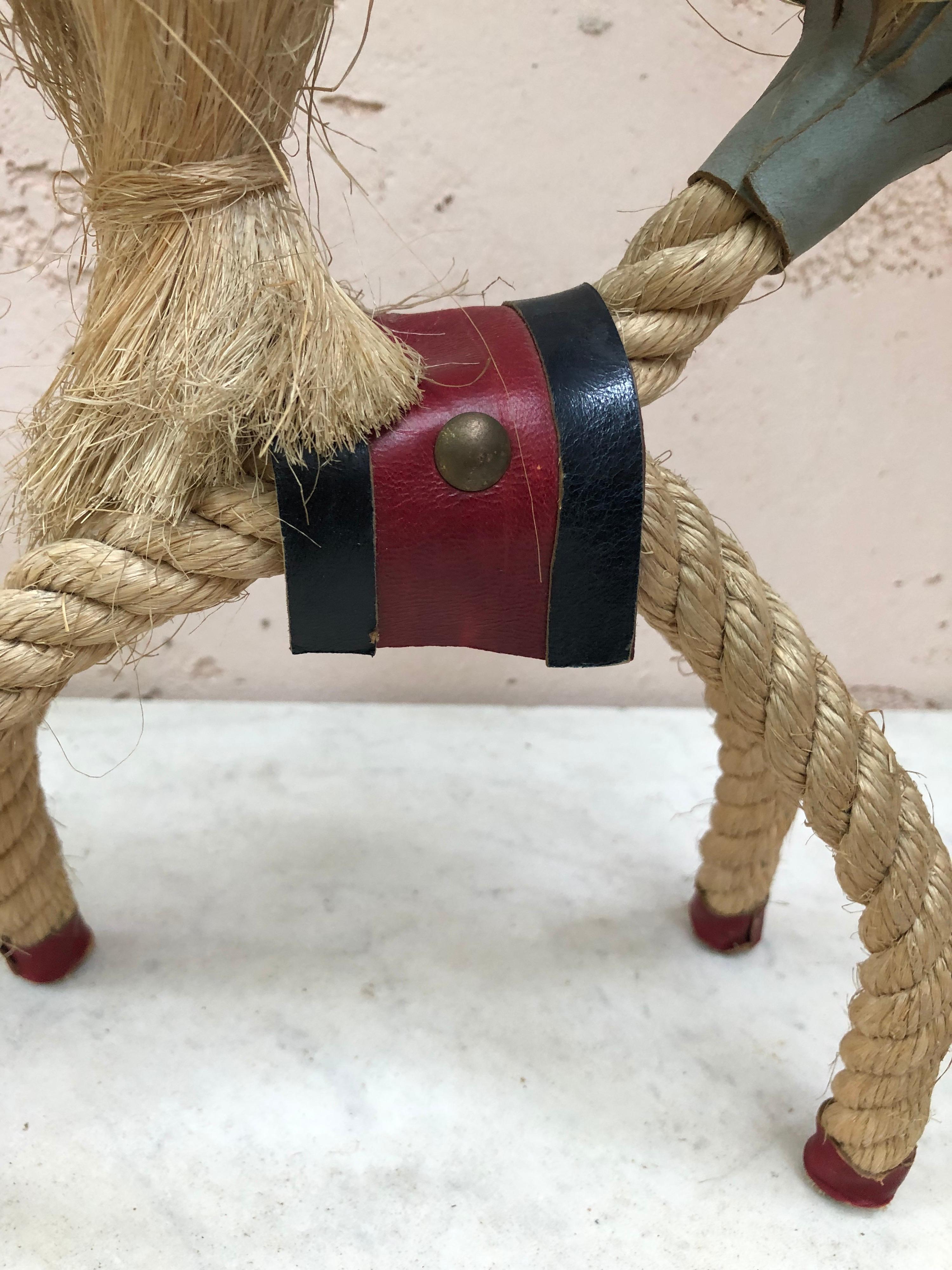 Mid-Century French Rope Horse Adrien Audoux & Frida Minet For Sale 1