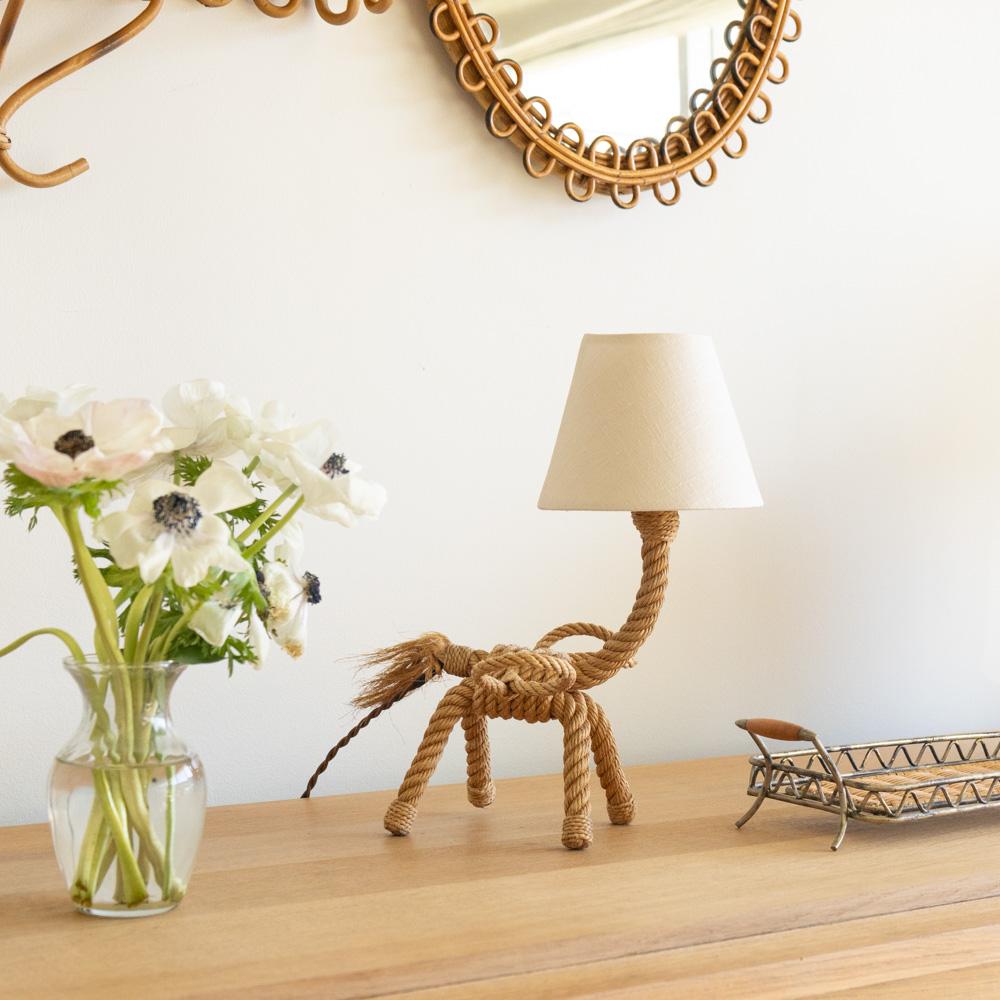 French Rope Horse Table Lamp in the style of Audoux-Minet In Good Condition In Los Angeles, CA