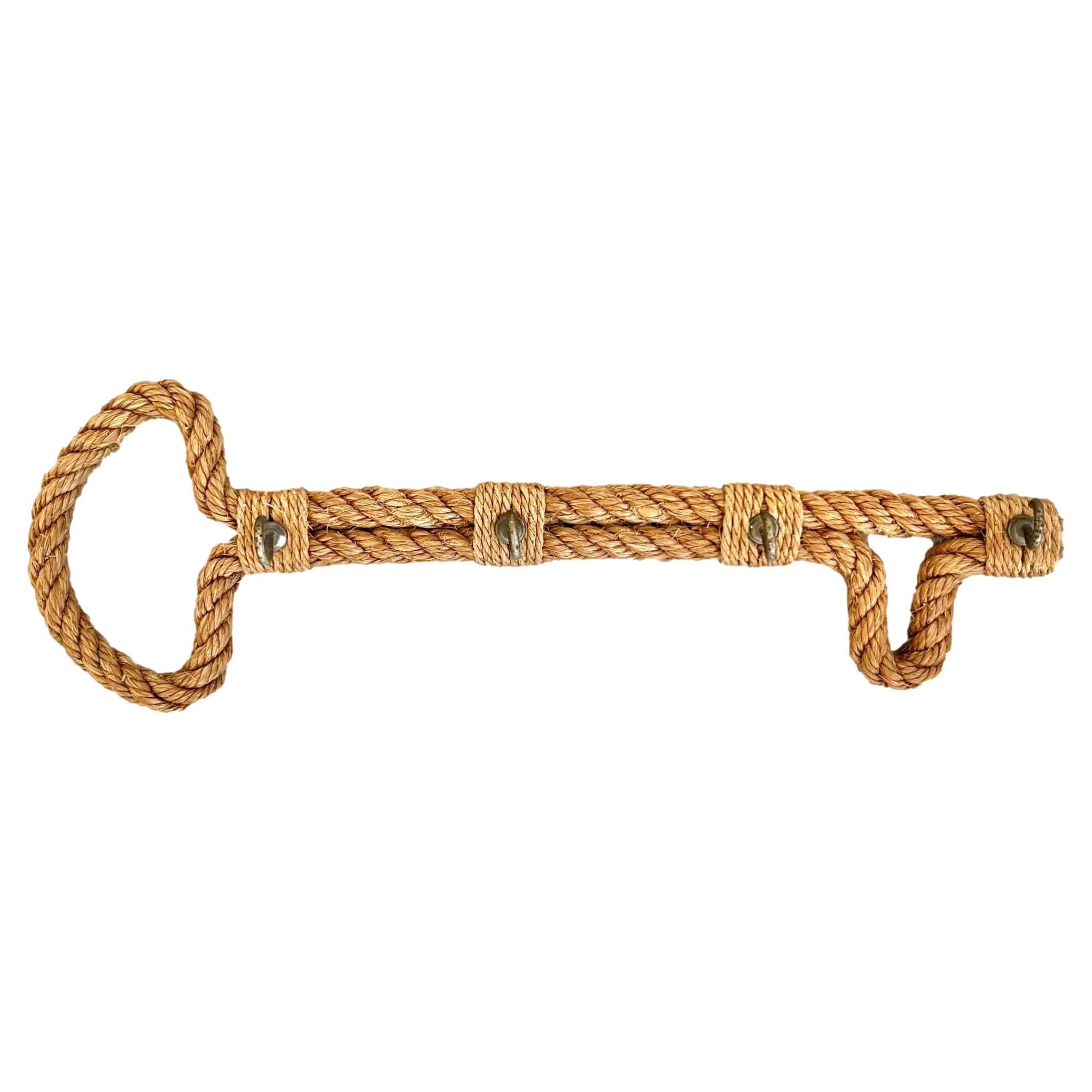 French Rope Key Wall Hook by Style of Audoux Minet, 1960s France For Sale