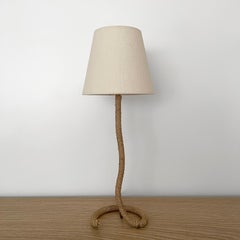 French Rope Lamp with Linen Shade in the style of Audoux Minet
