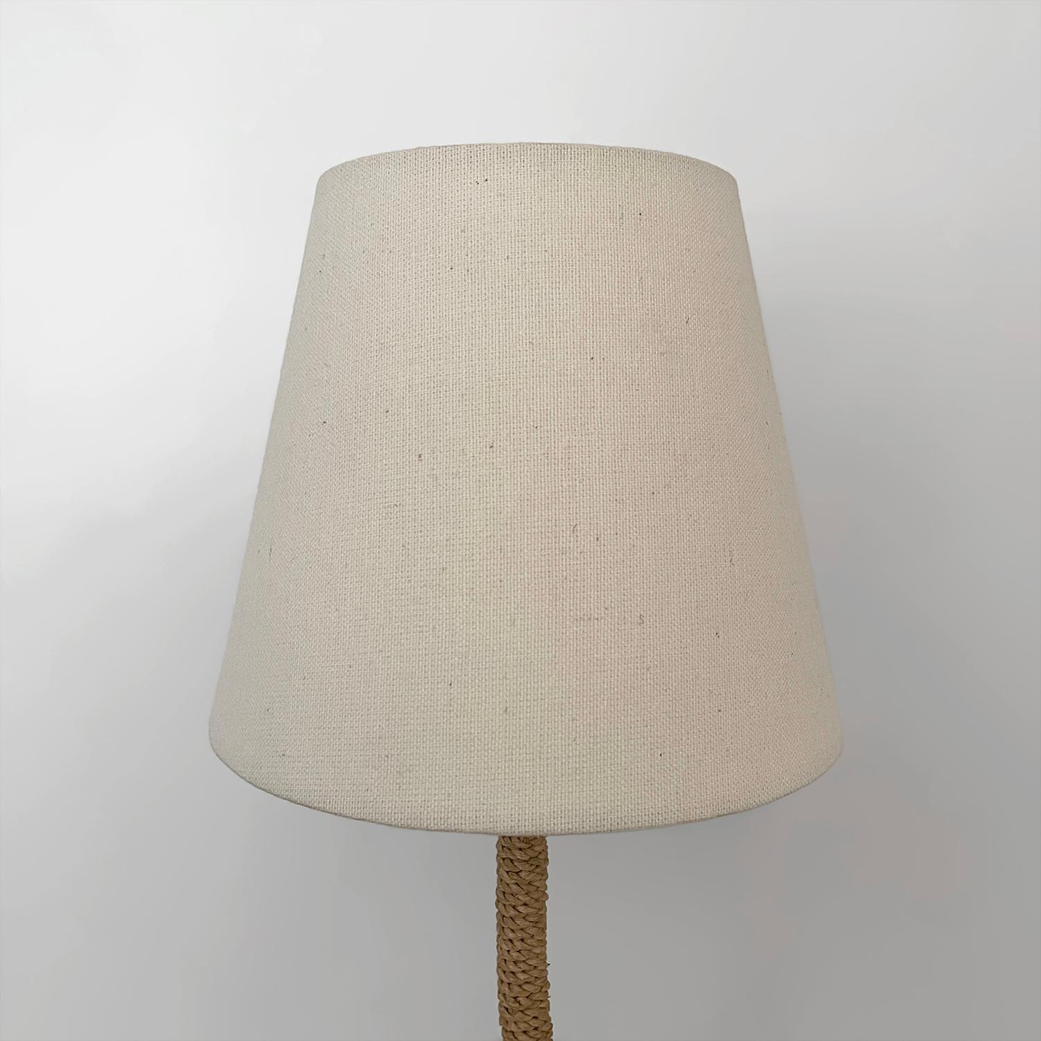 Francese Lampada francese a corda con paralume in lino nello stile di Audoux Minet in vendita