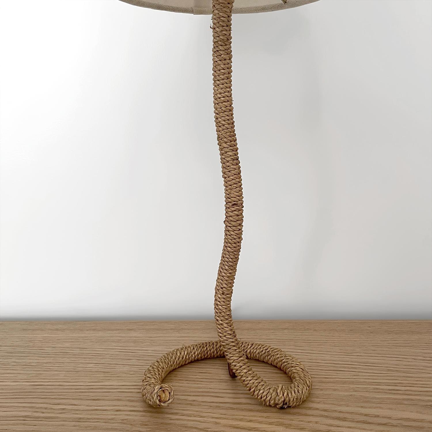 Lampada francese a corda con paralume in lino nello stile di Audoux Minet In condizioni buone in vendita a Los Angeles, CA